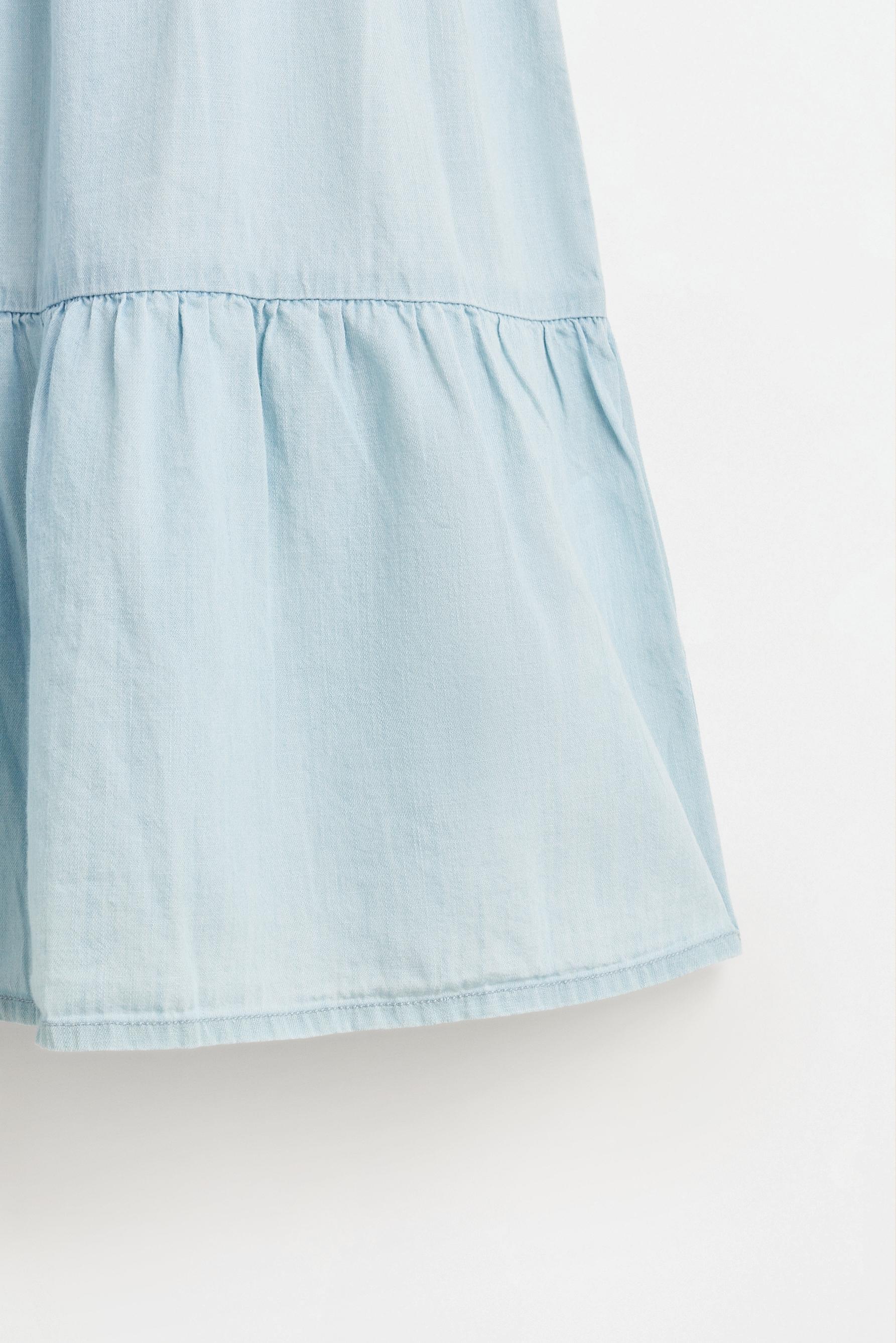 Ruffled denim dress — FADED BLUE