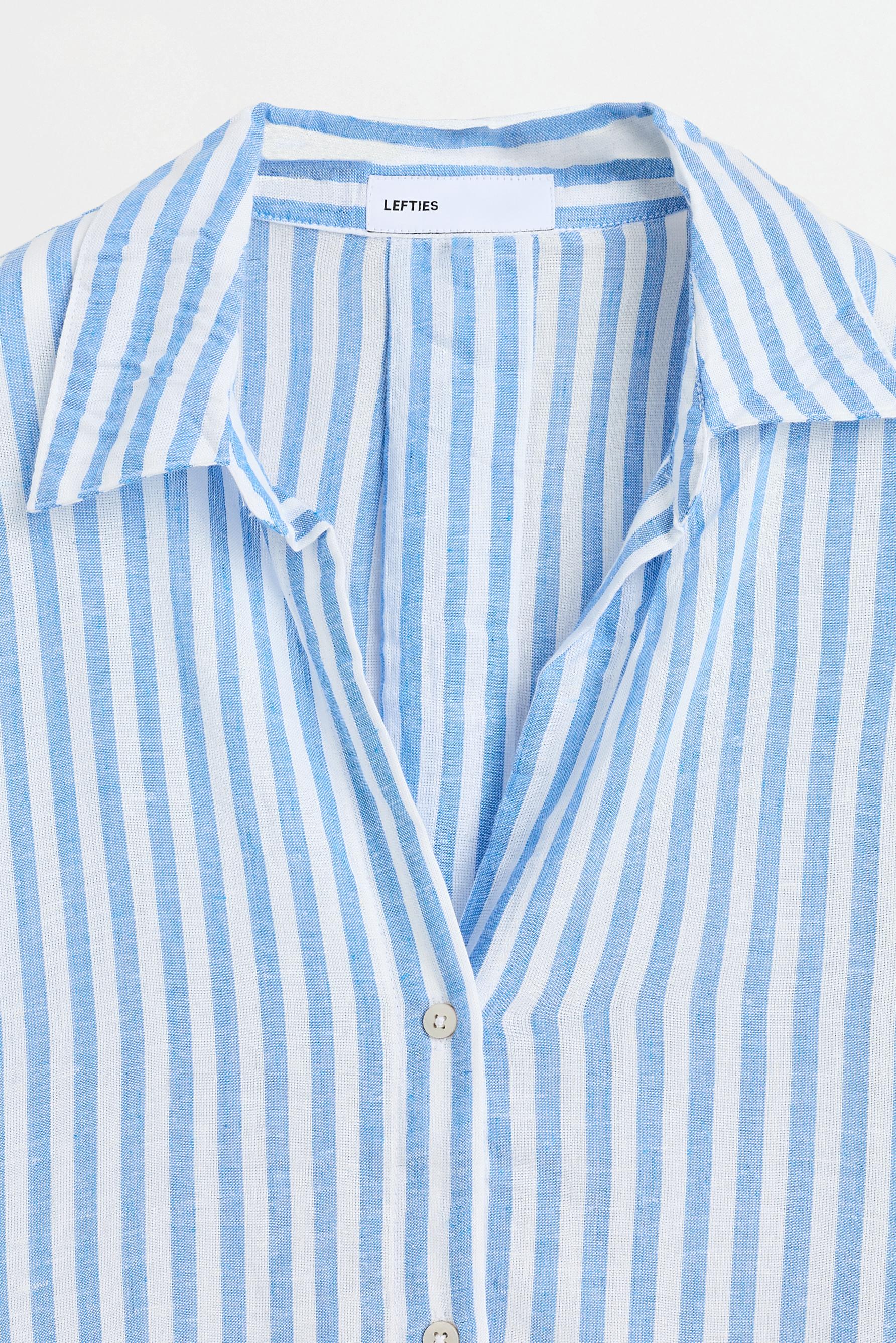 Wide sleeve shirt — BLUE/WHITE