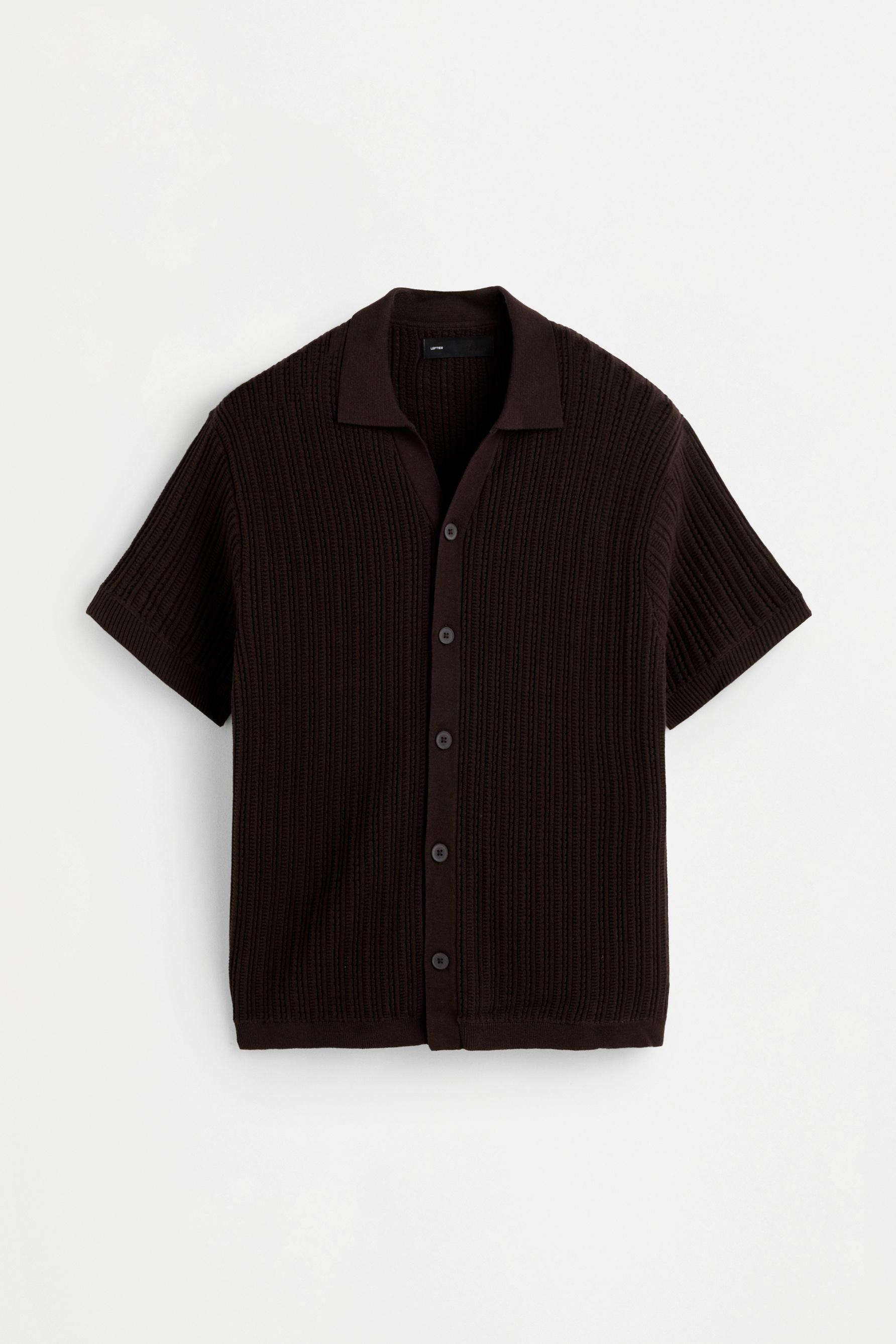 Ribbed Knit Shirt — CHOCOLATE