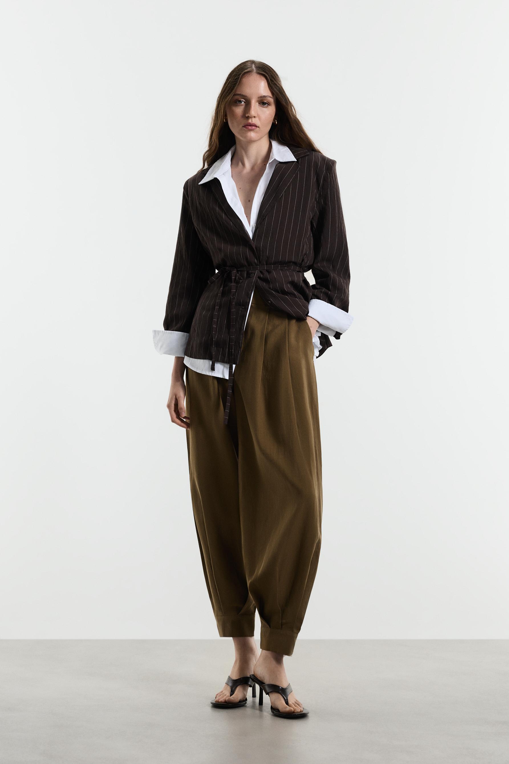Pleated sarouel trousers — DARK KHAKI