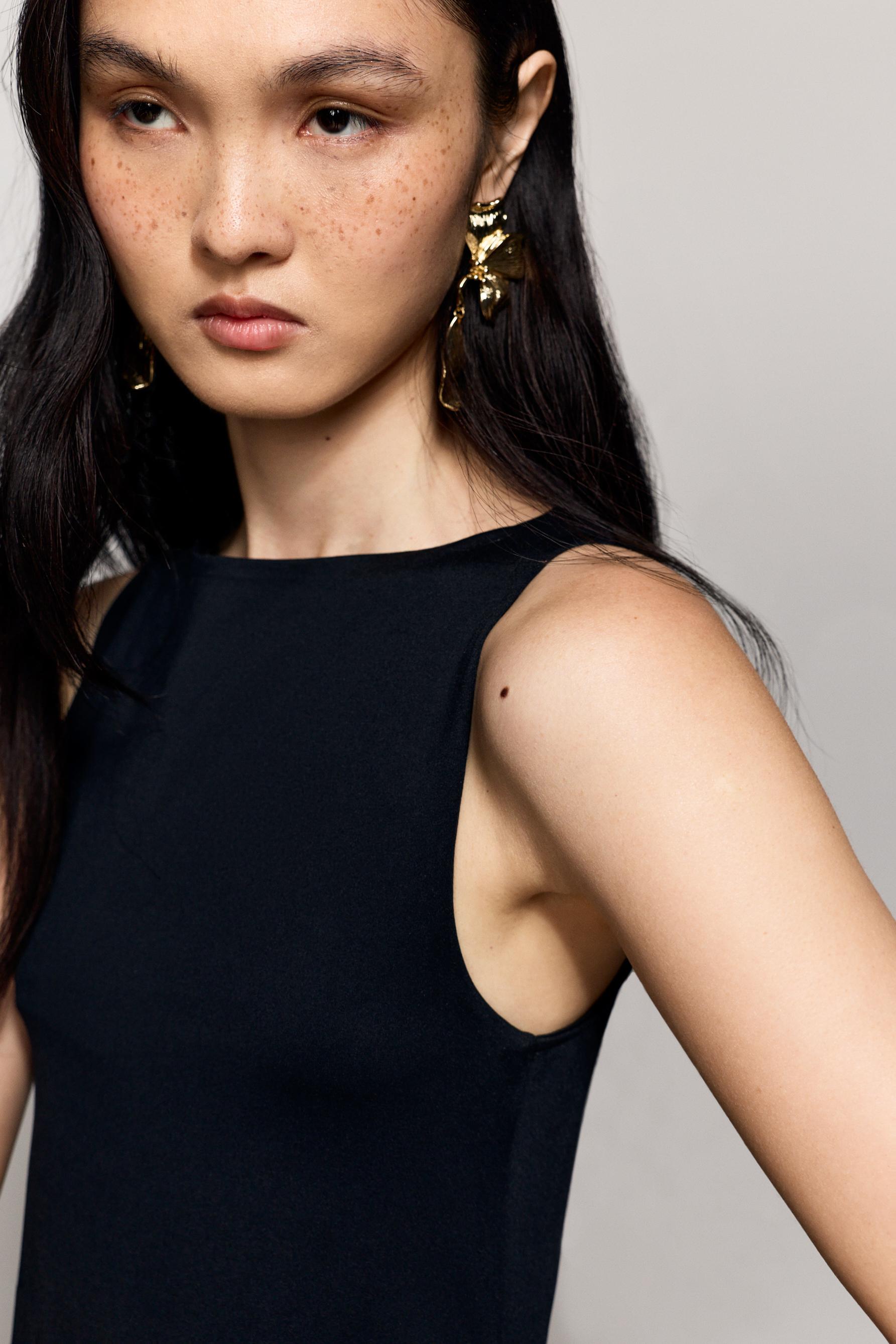 Polyamide midi dress — BLACK