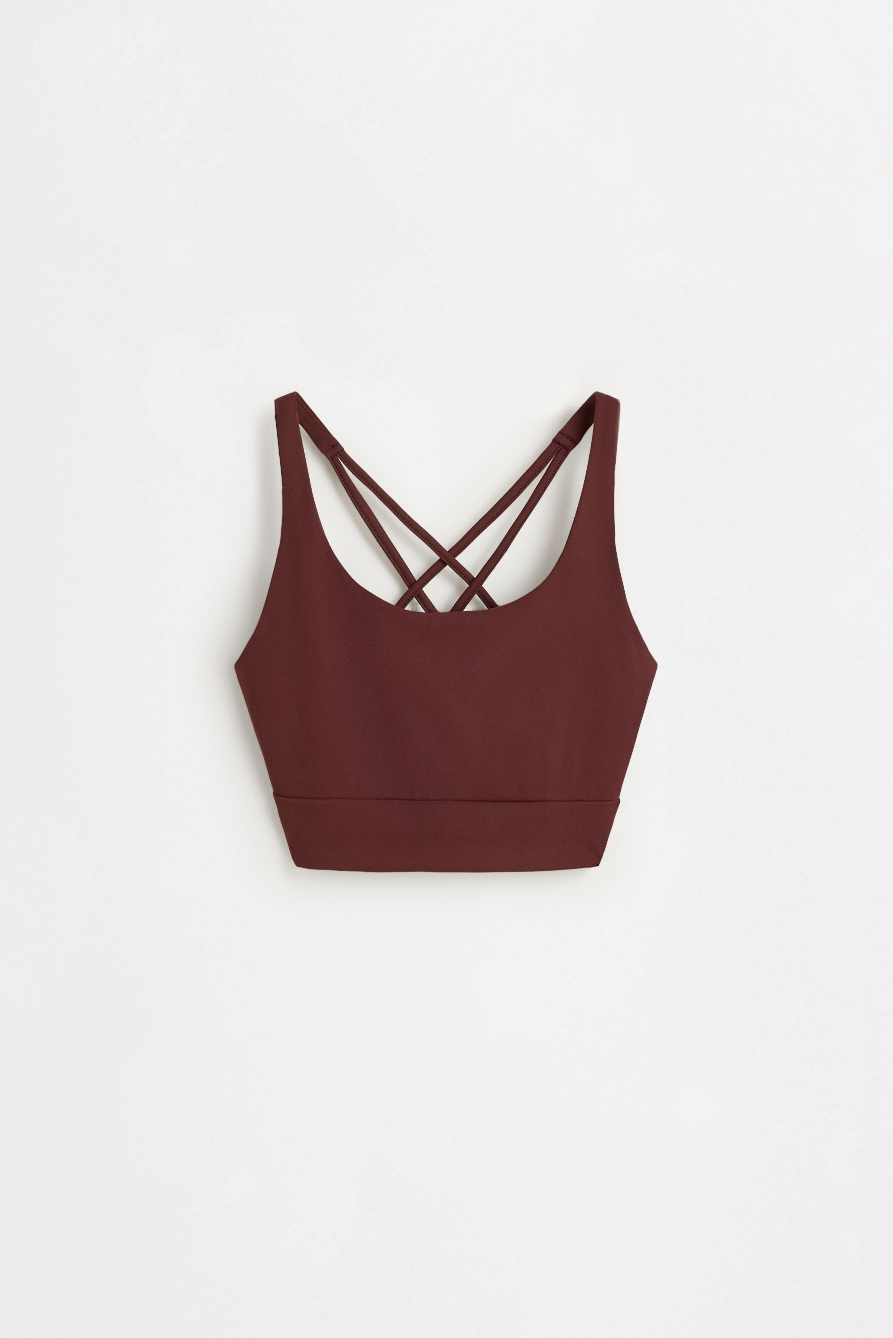 Crossover strap sports top — WINE