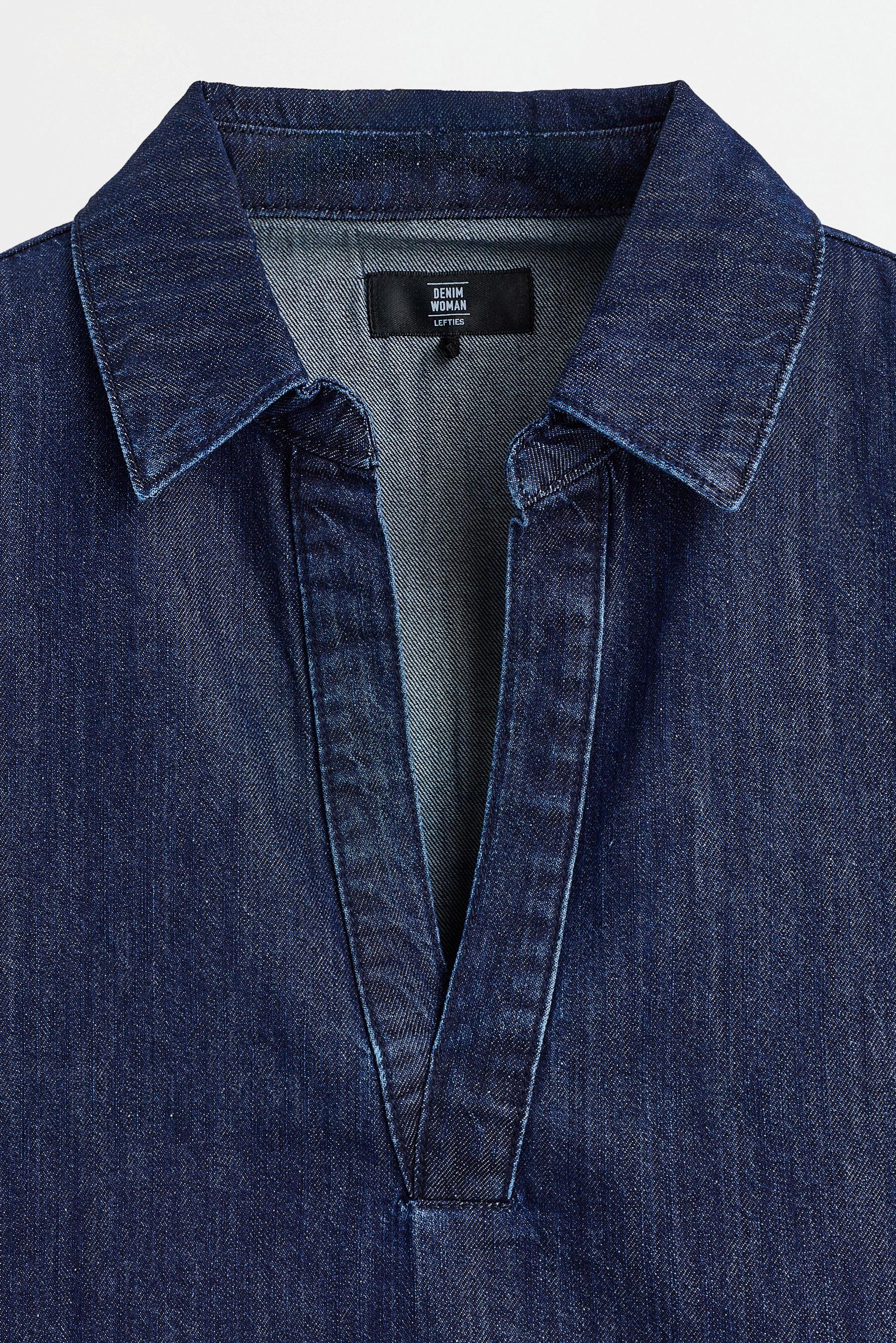 Indigo cropped denim shirt — NAVY