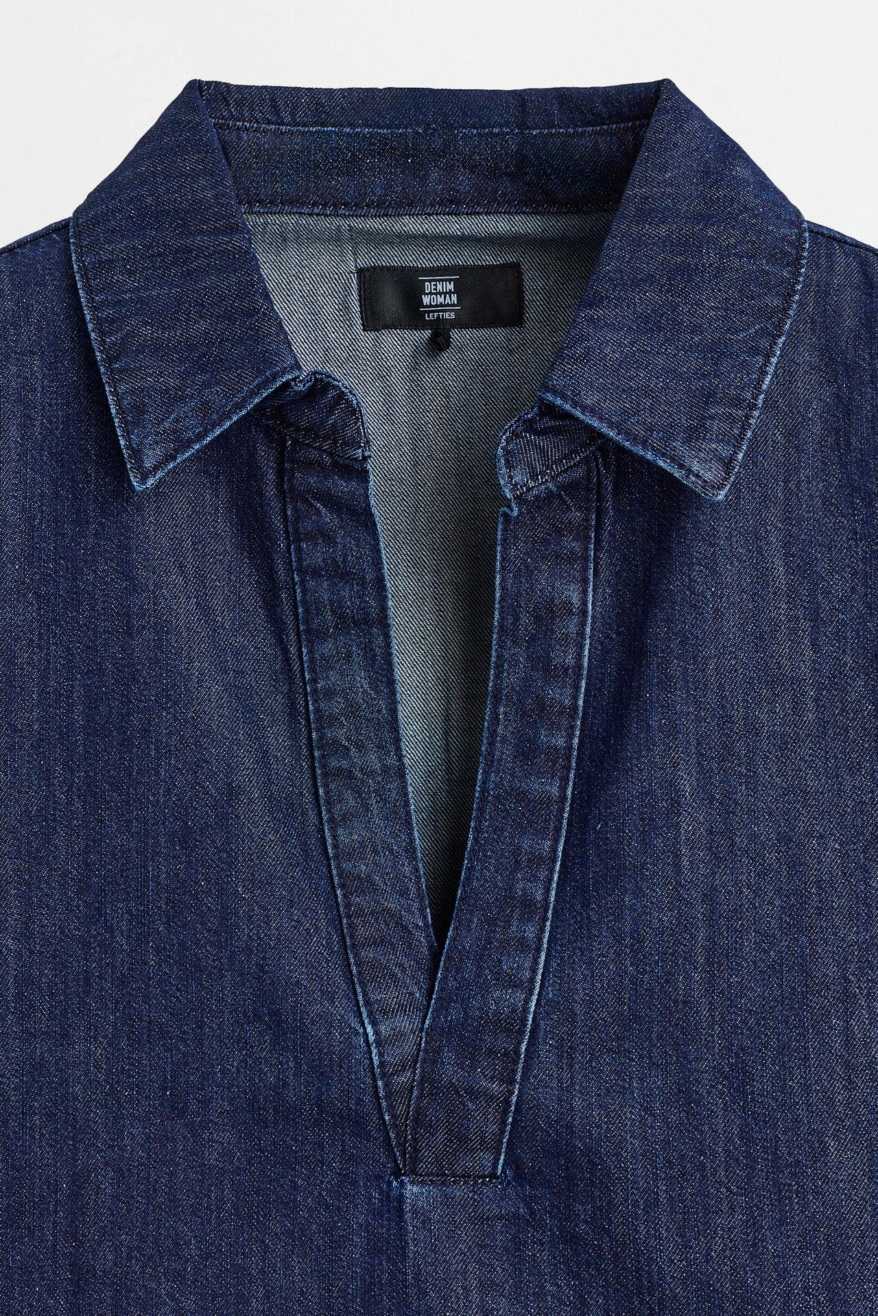 Indigo cropped denim shirt — NAVY