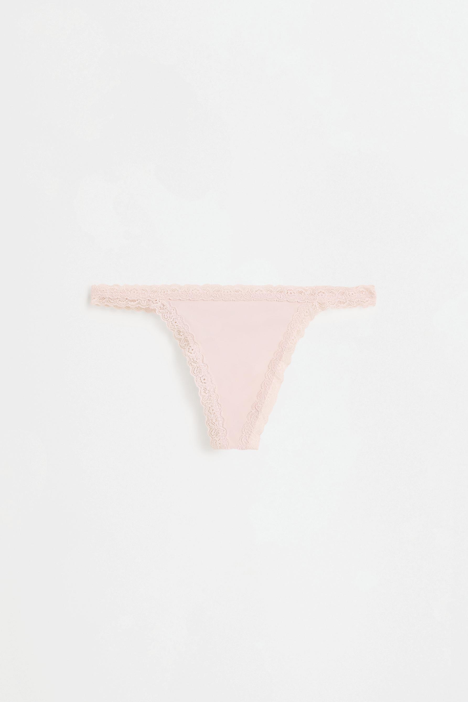 Lace Detail Thong (2-Pack) — BLACK