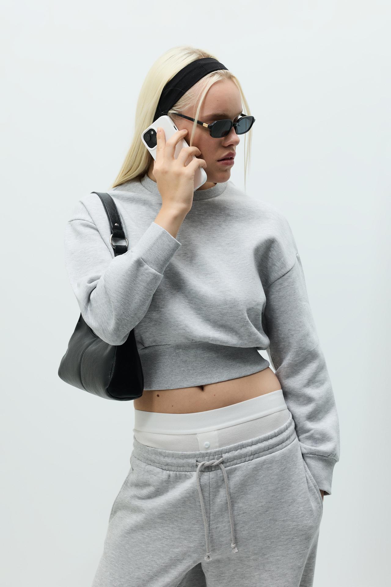 Gathered sweatshirt — GREY MARL