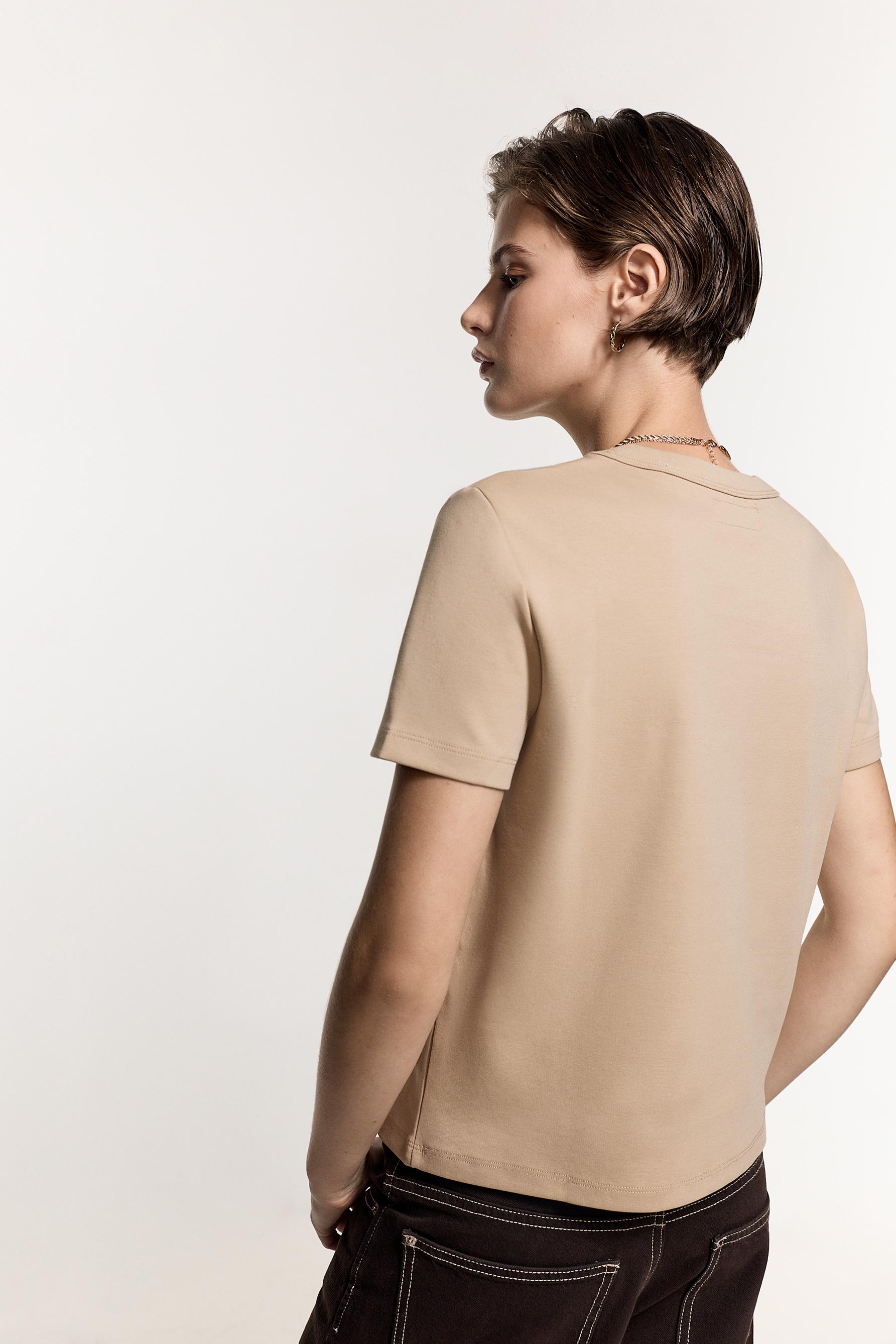 Basic short sleeve T-shirt — BEIGE