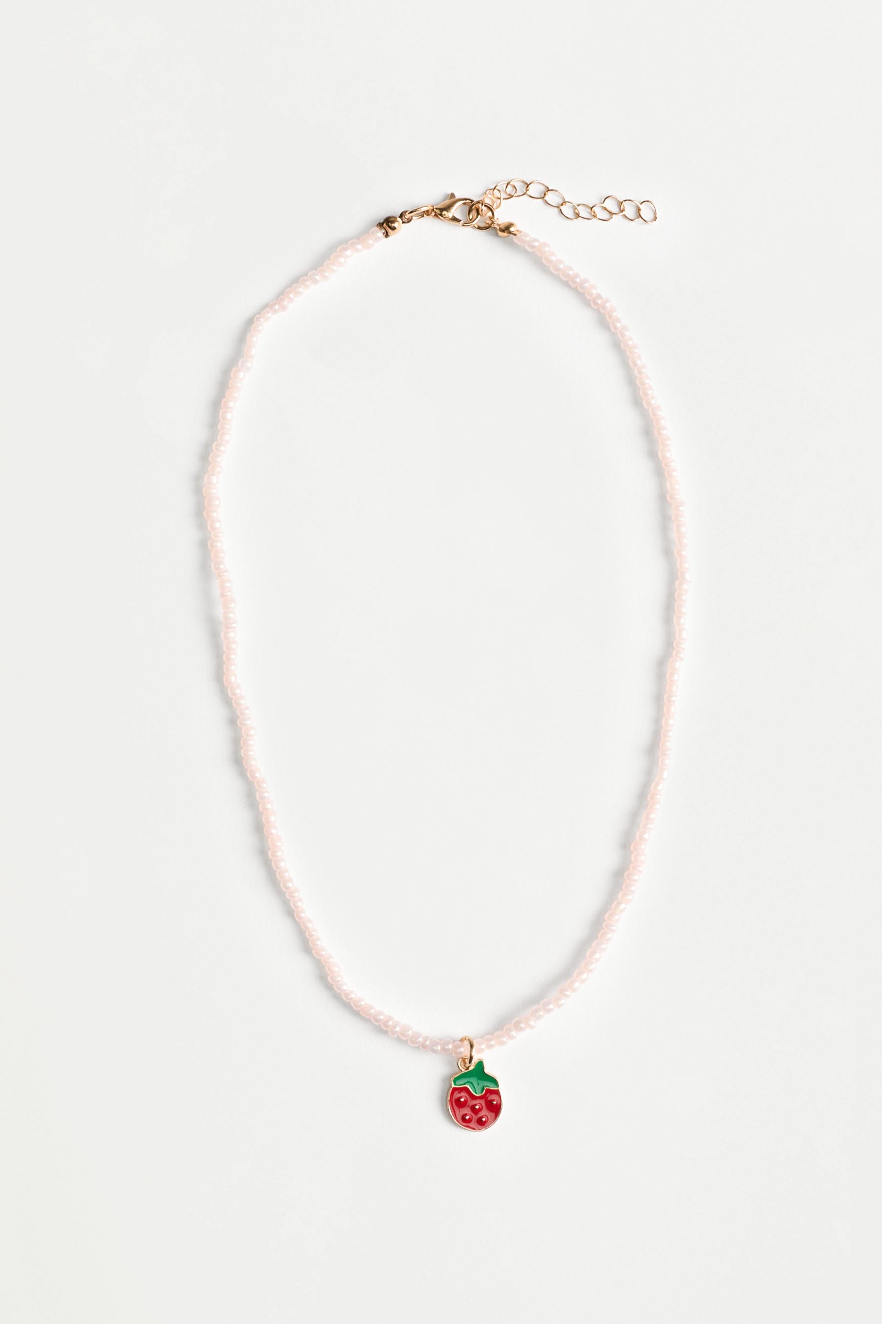 Strawberry necklace and earrings set — WHITE