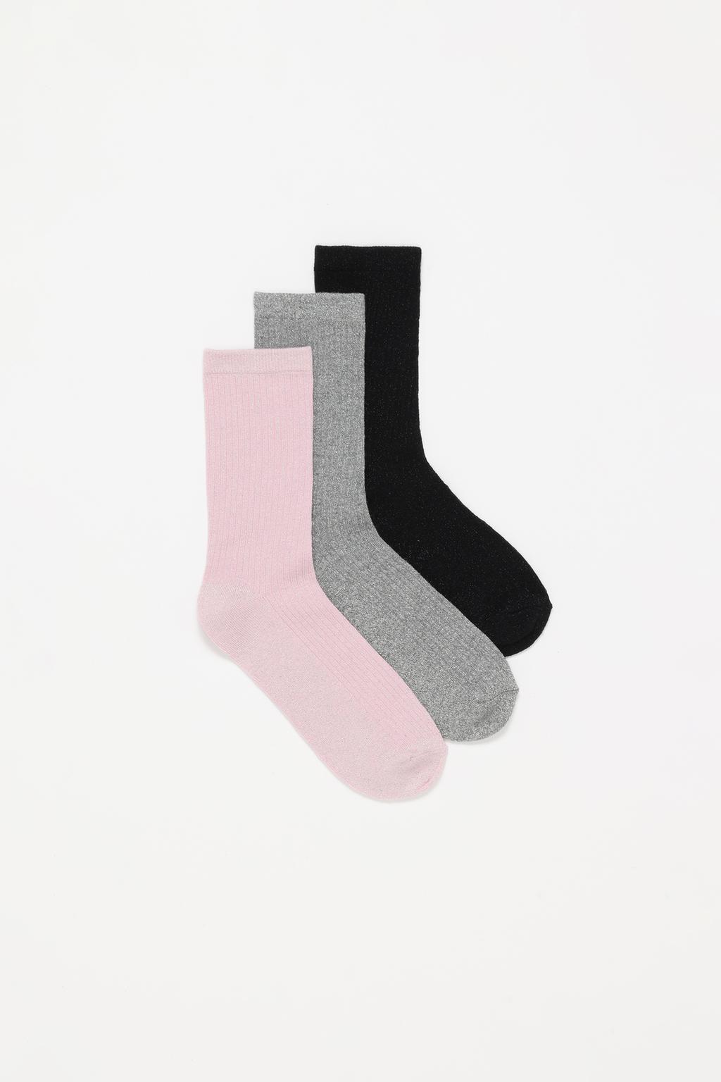 Pack of 3 pairs of long shimmery socks