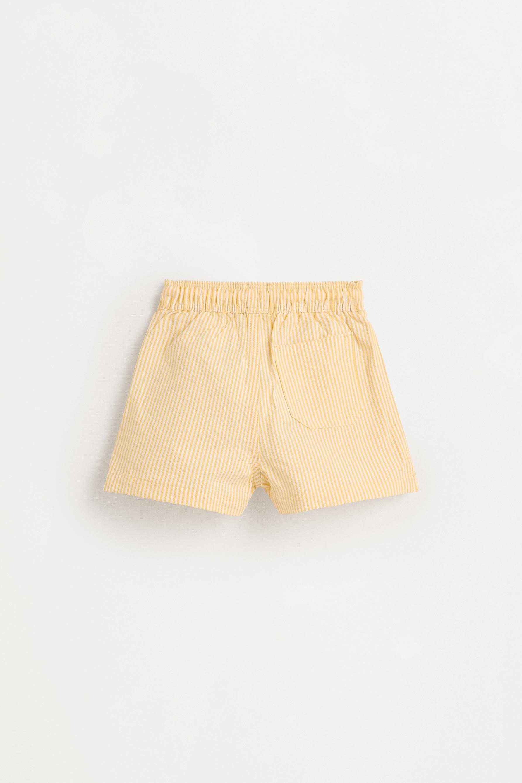 Striped seersucker swim shorts — LEMON YELLOW