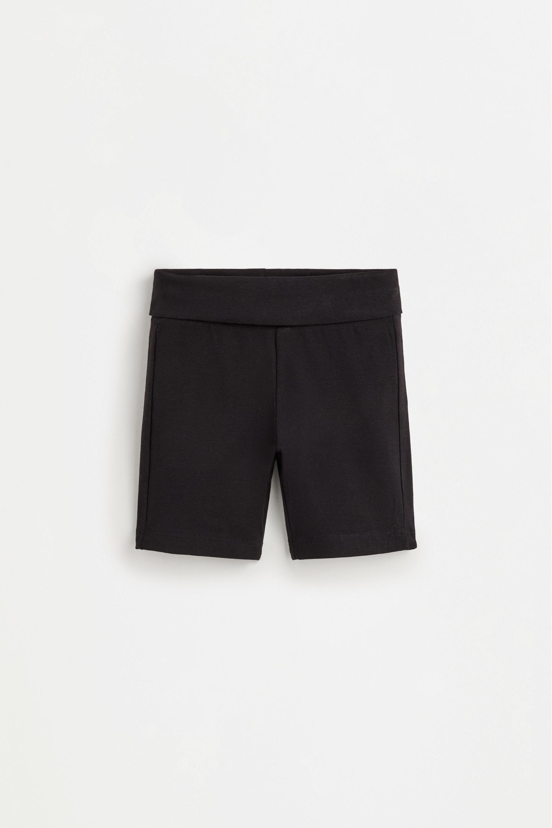 Cycling leggings with fold-over waist — BLACK