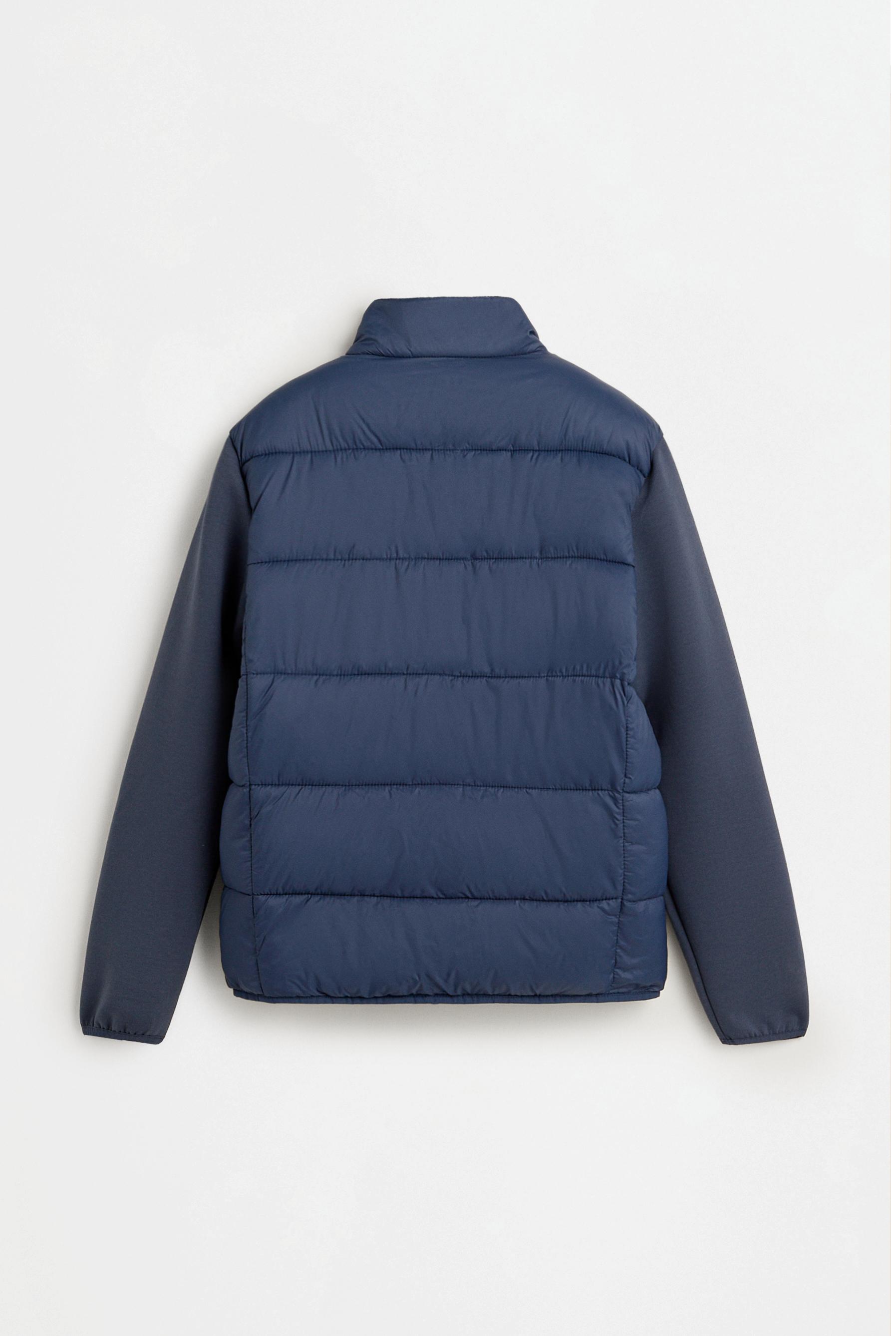Quilted jacket with interlock sleeves — BLUE