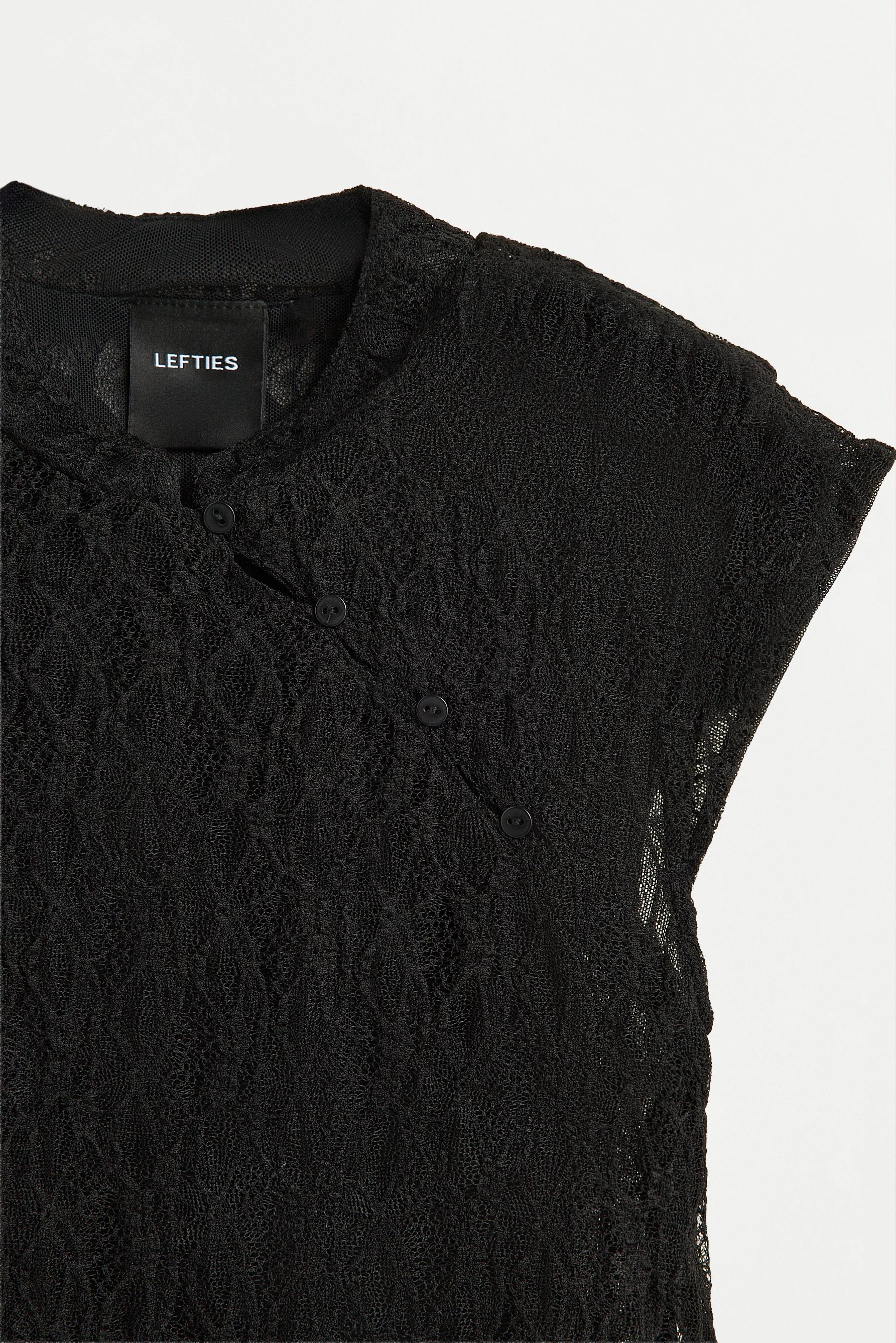 Lace qipao top — BLACK