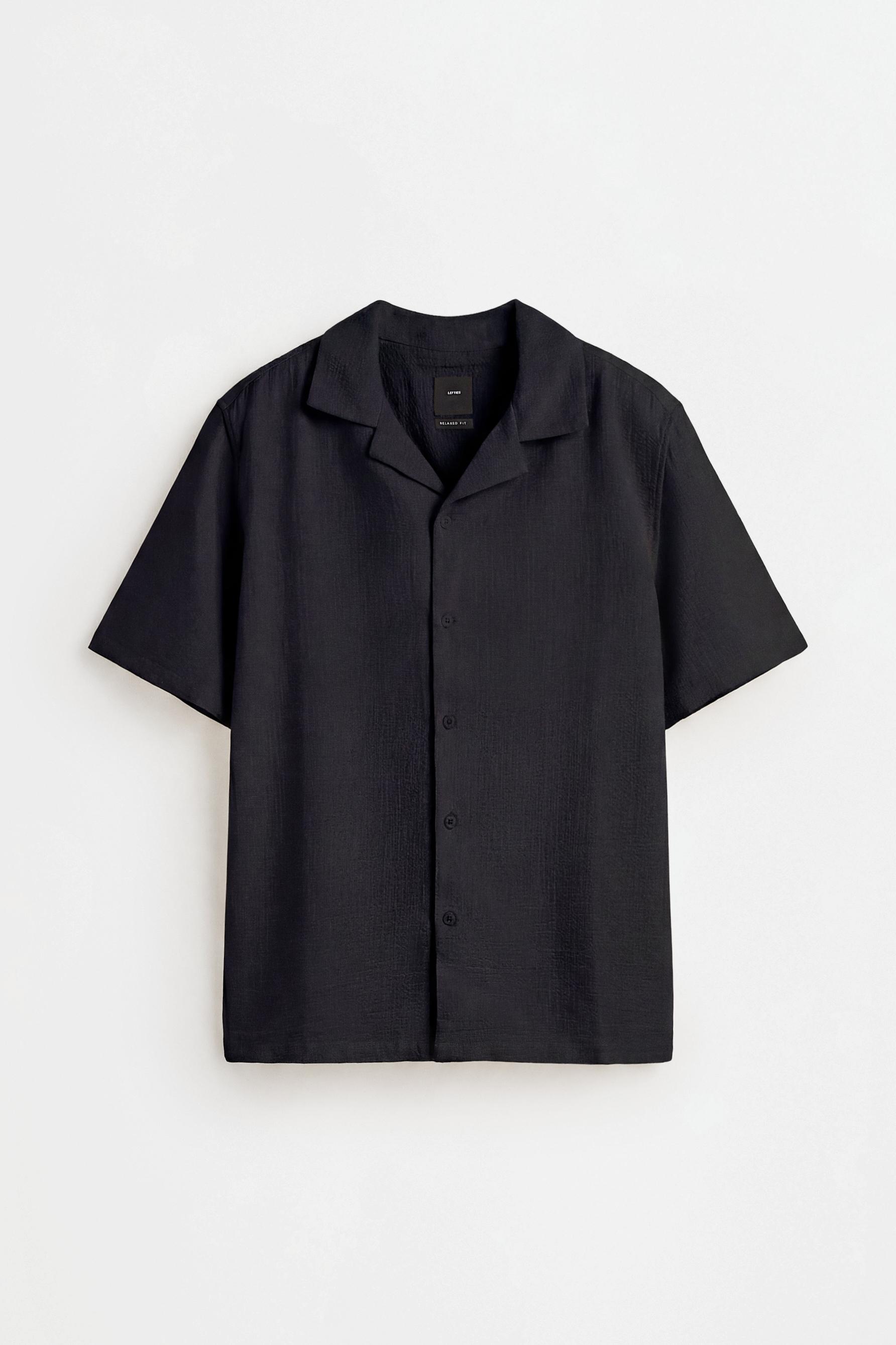 Relaxed fit jacquard shirt — BLACK