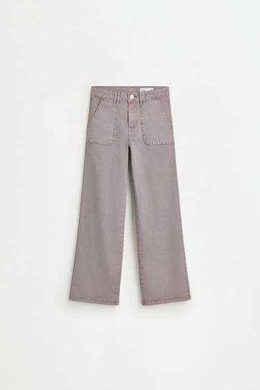 Straight twill trousers — TAUPE GREY 1