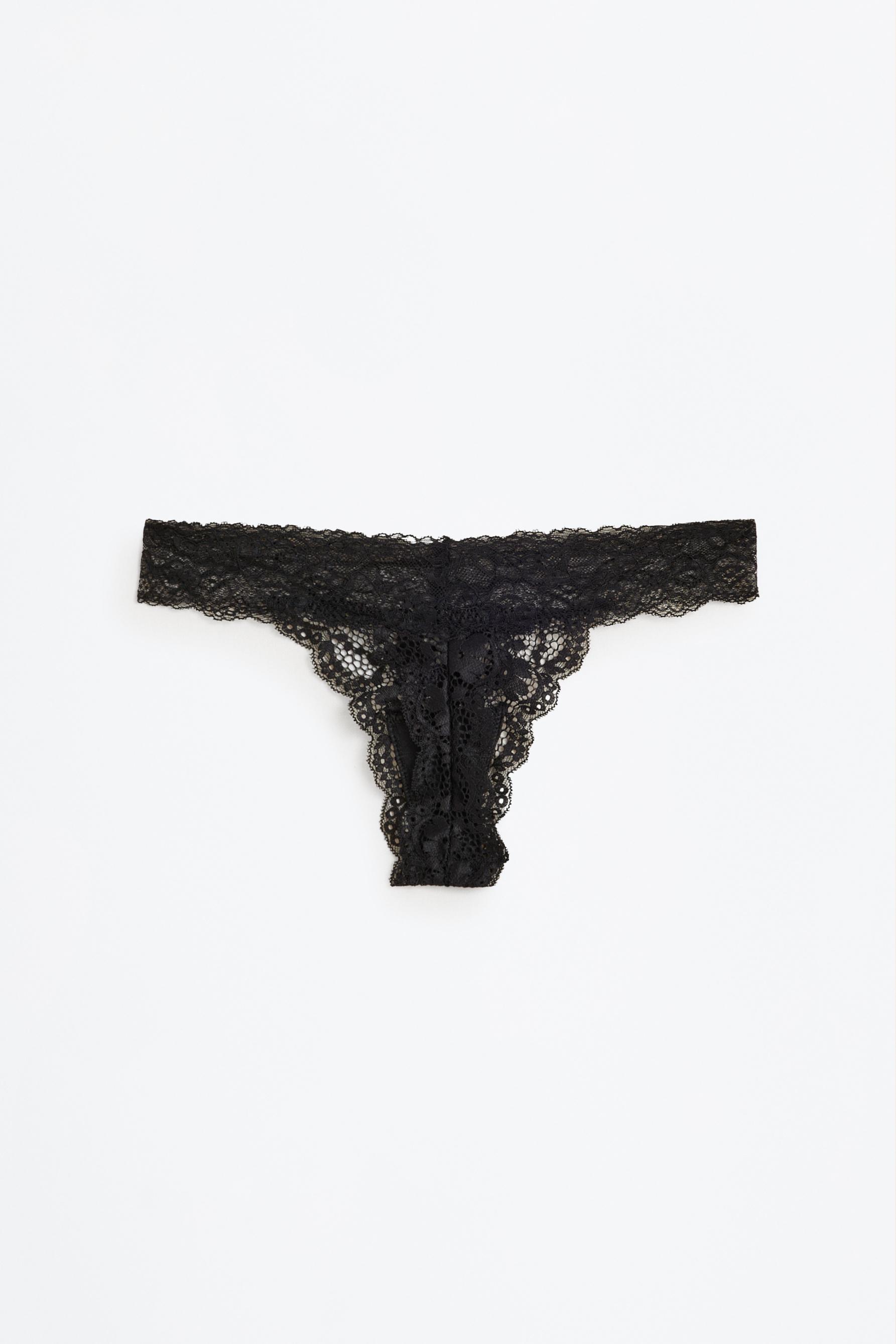 Lace thong — BLACK