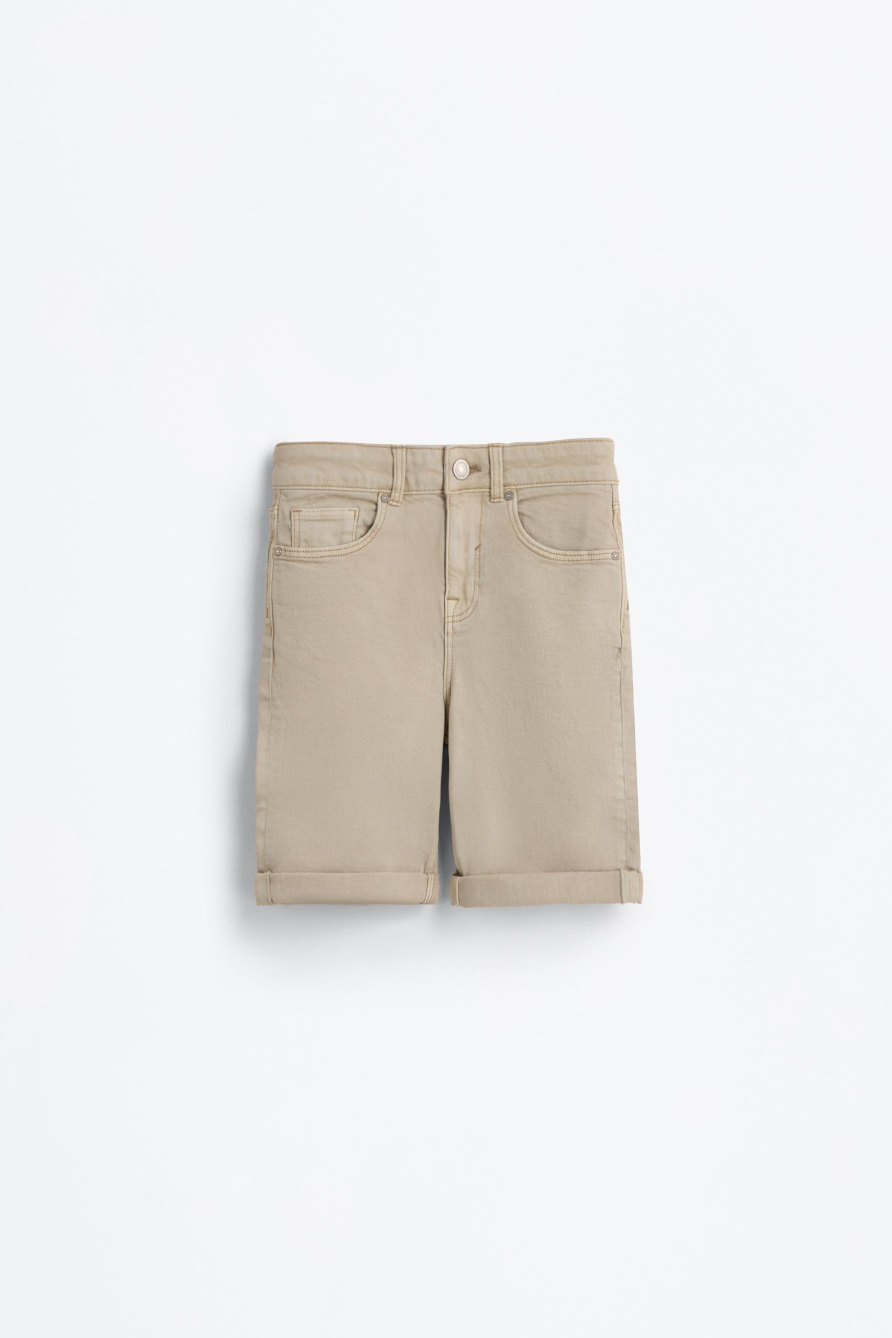 Slim comfort denim Bermuda shorts — SAND