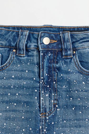 Rhinestone denim skort — FADED INDIGO 7