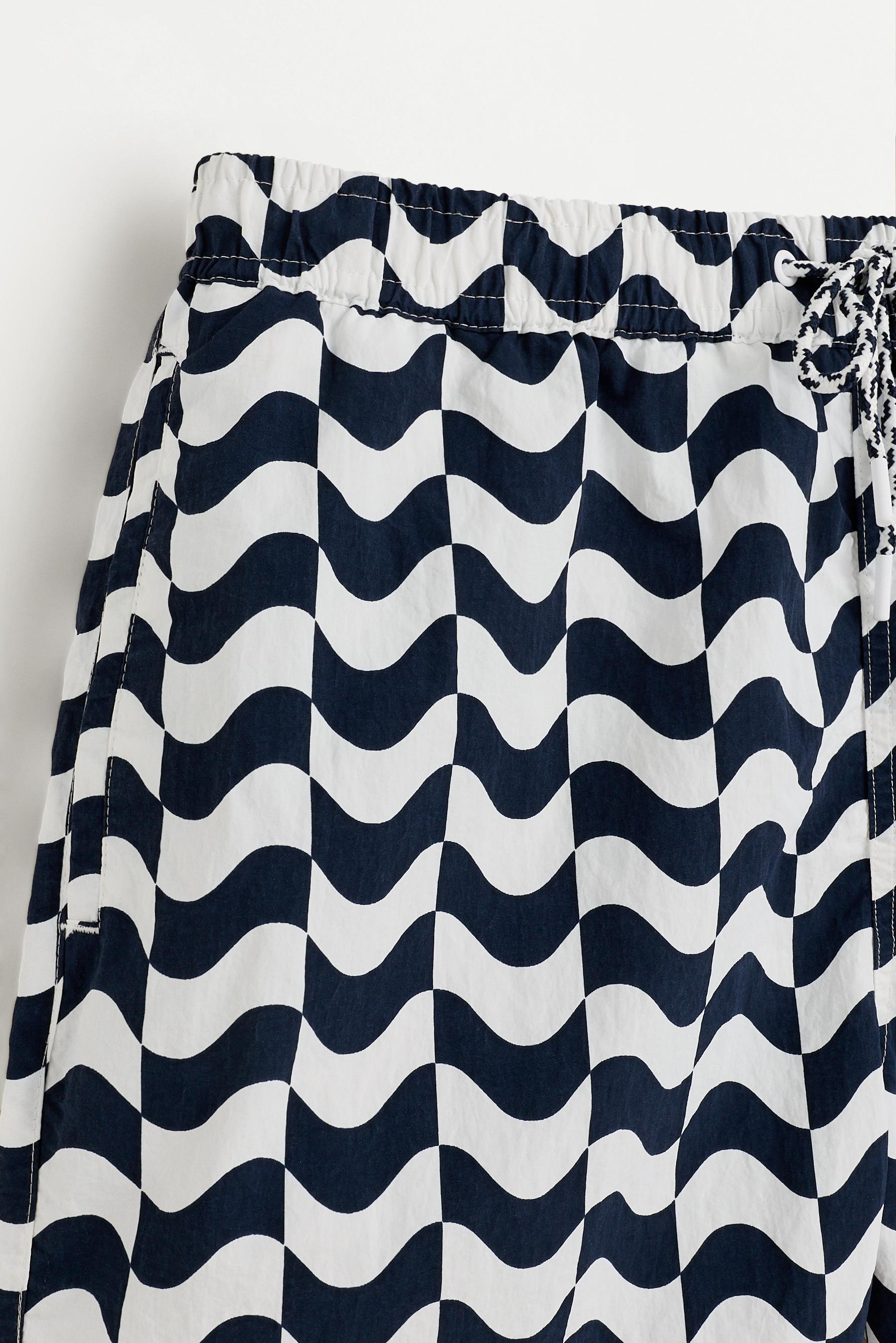 Regular fit printed swim trunks — BLUE/WHITE