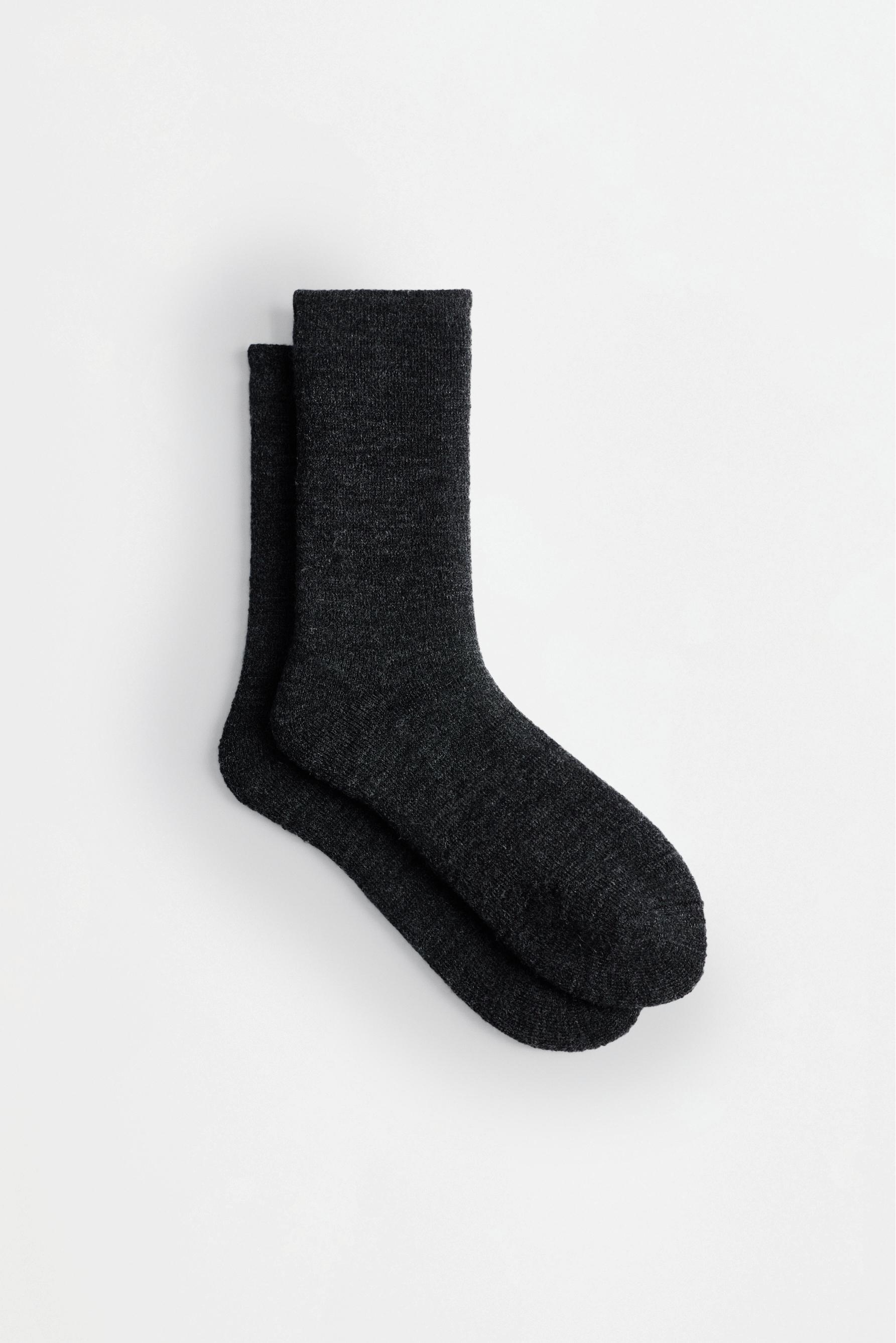 Long socks with 14% wool (Pack of 2) — BLACK MARL