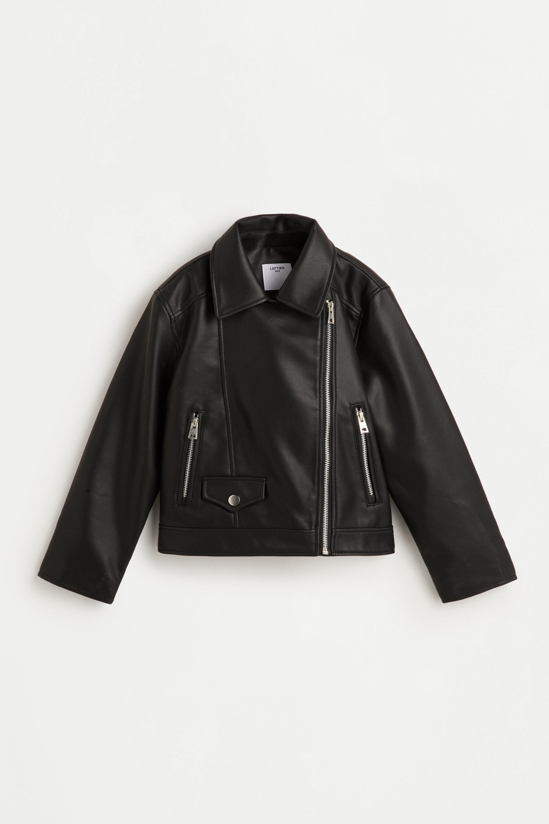 Leather effect biker jacket — BLACK