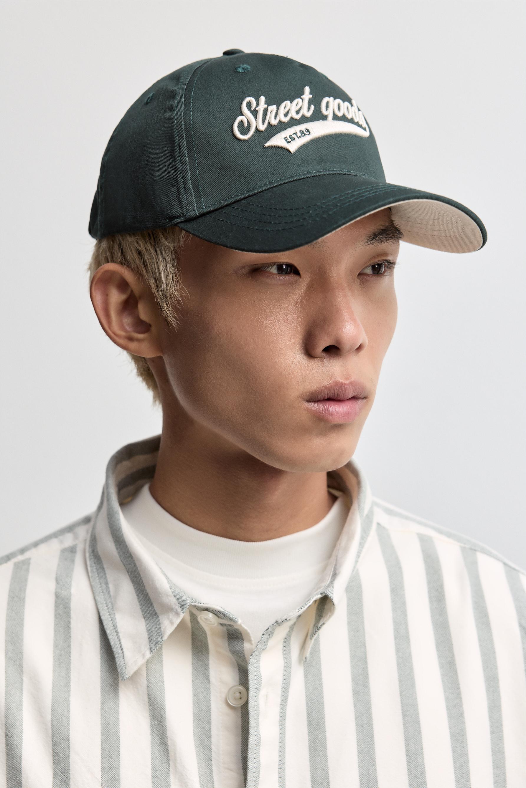 Slogan embroidery cap — GREEN
