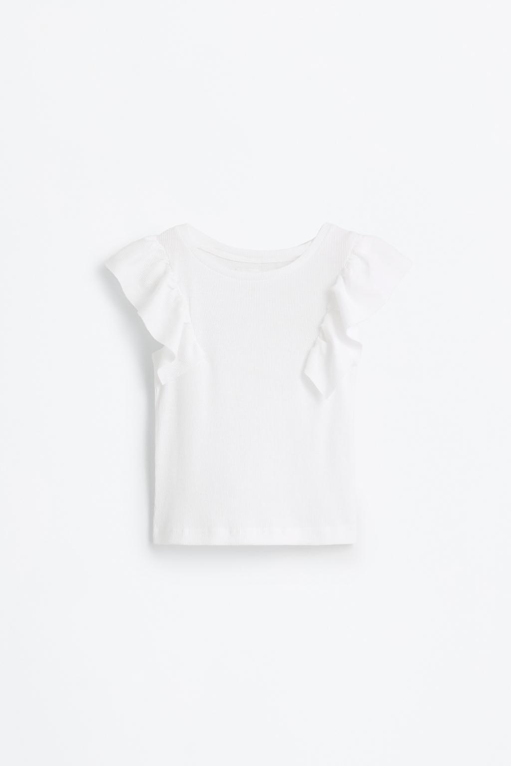 Ribbed t-shirt with ruffles