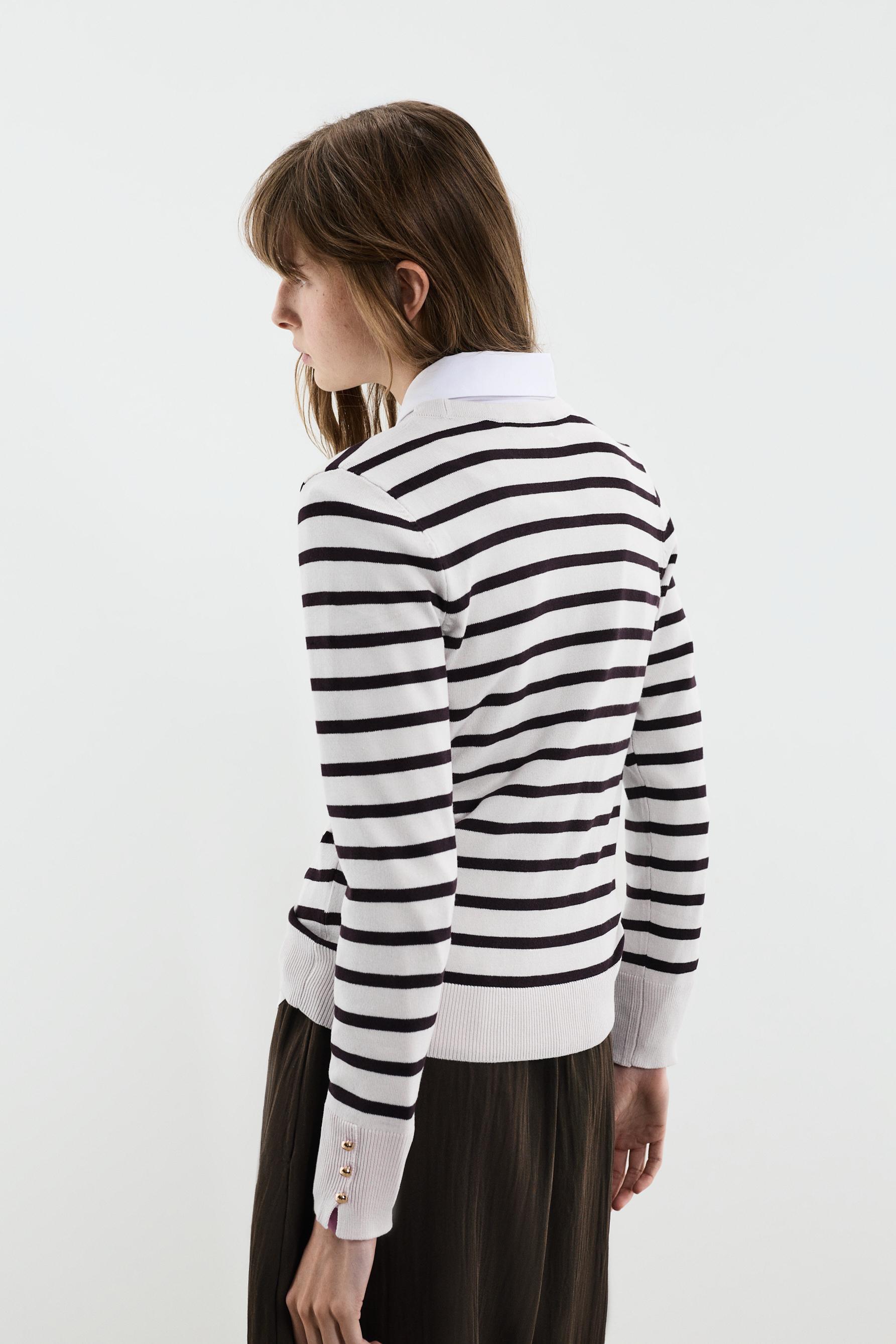 Basic gold button sweater — BEIGE/BROWN