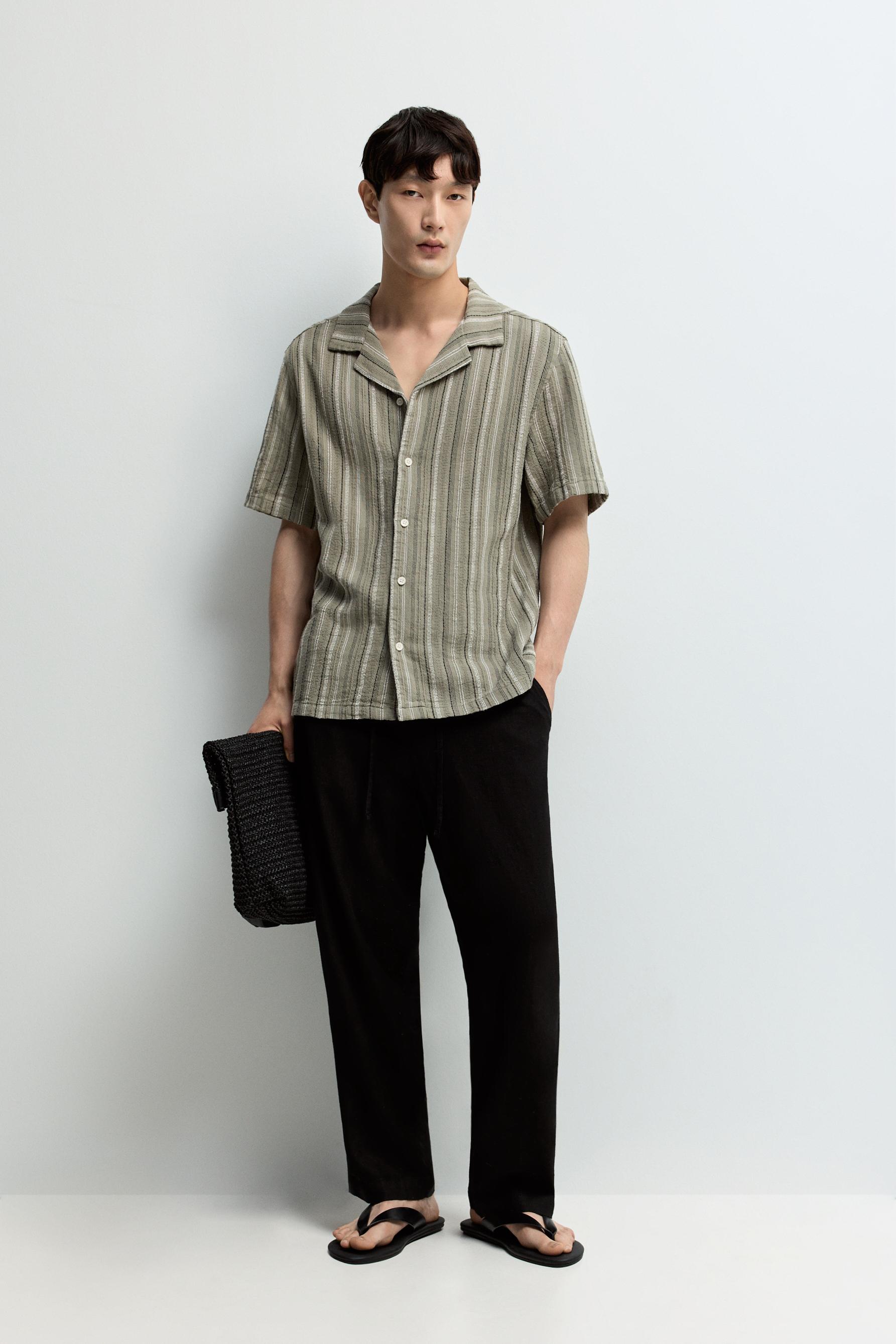Striped rustic shirt — FADED OLIVE GREEN