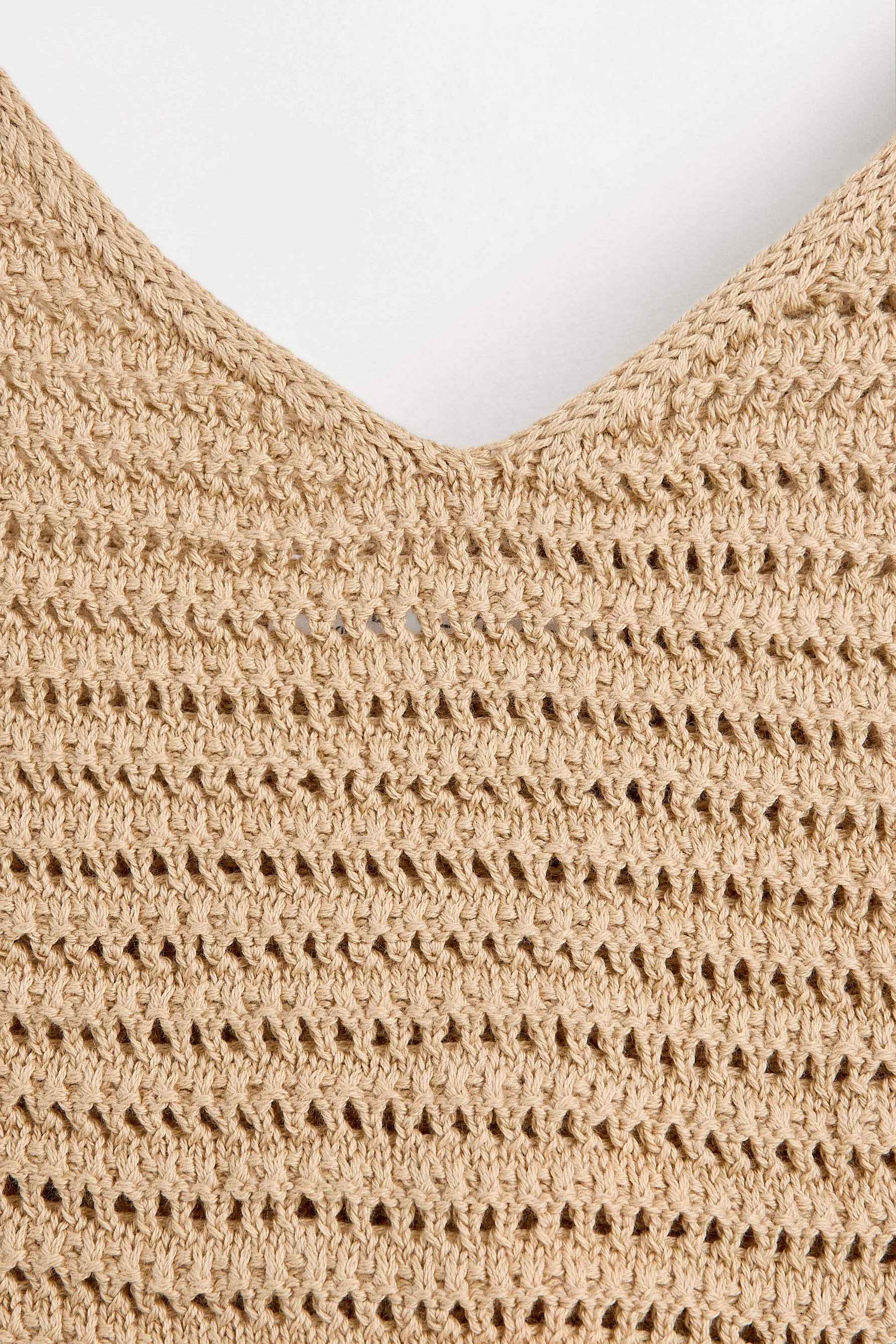 Cutwork top — LIGHT CAMEL