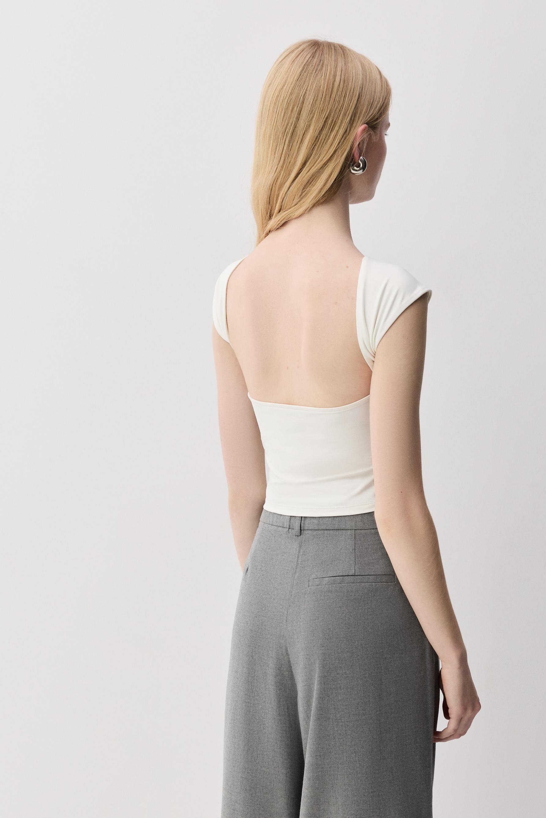 Polyamide T-shirt with open back — WHITE