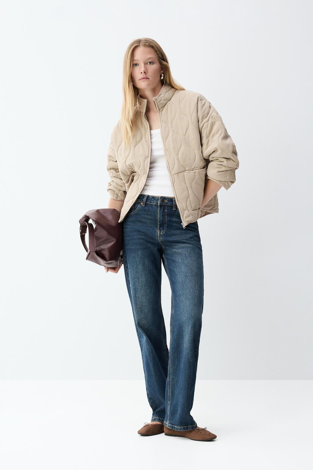 Washed effect quilted jacket