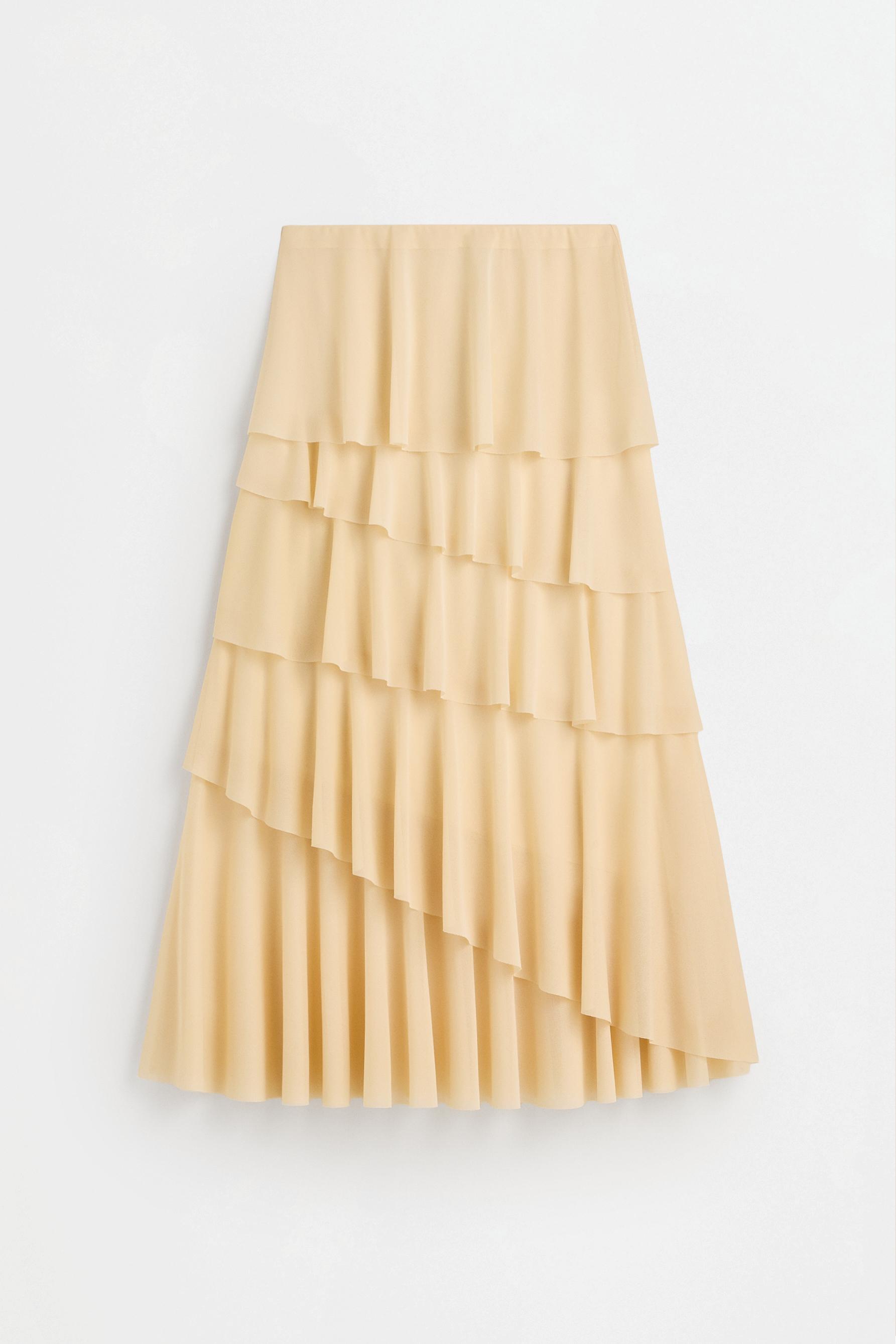 Ruffled midi skirt — ECRU