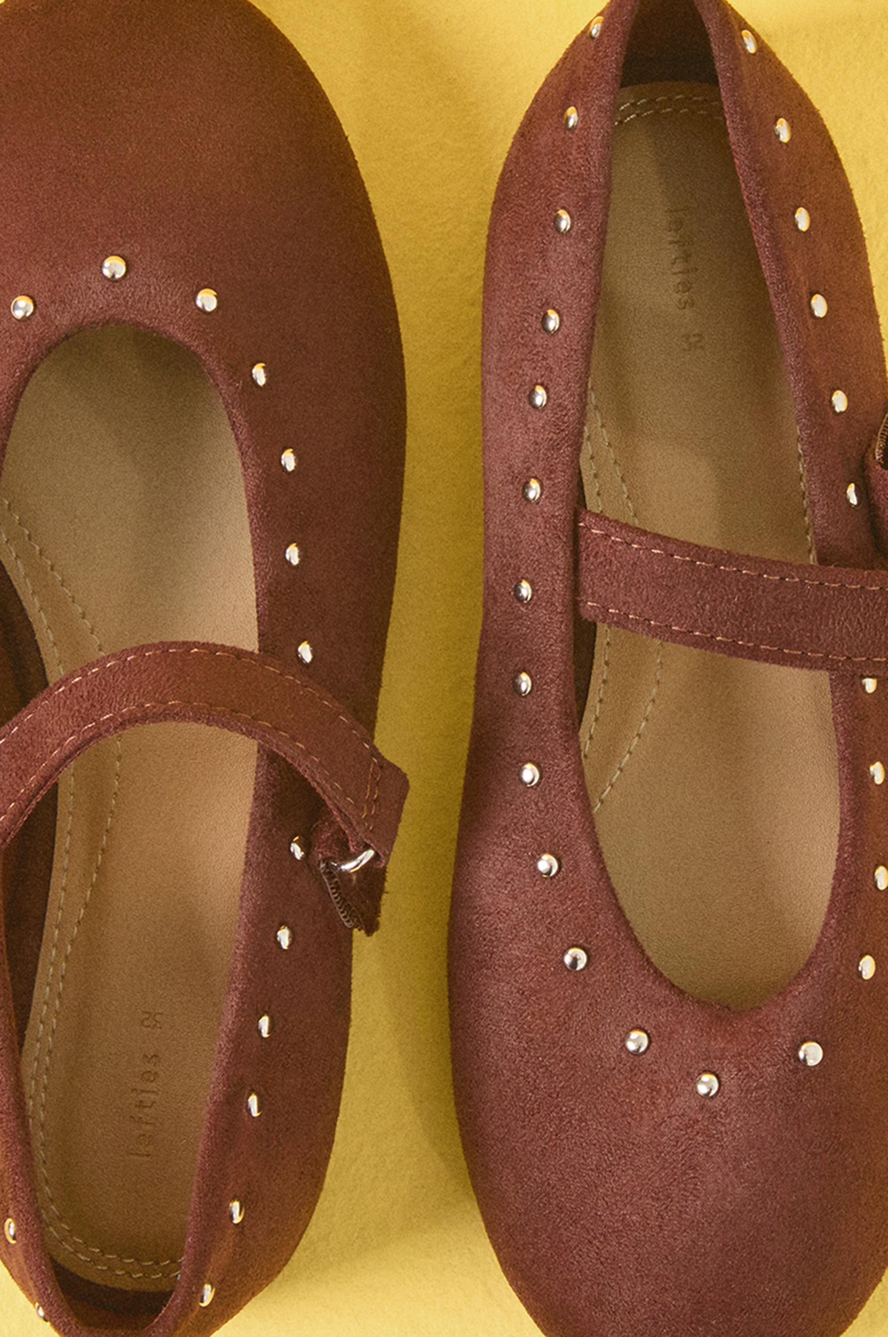 Studded Mary Jane flats — BROWN