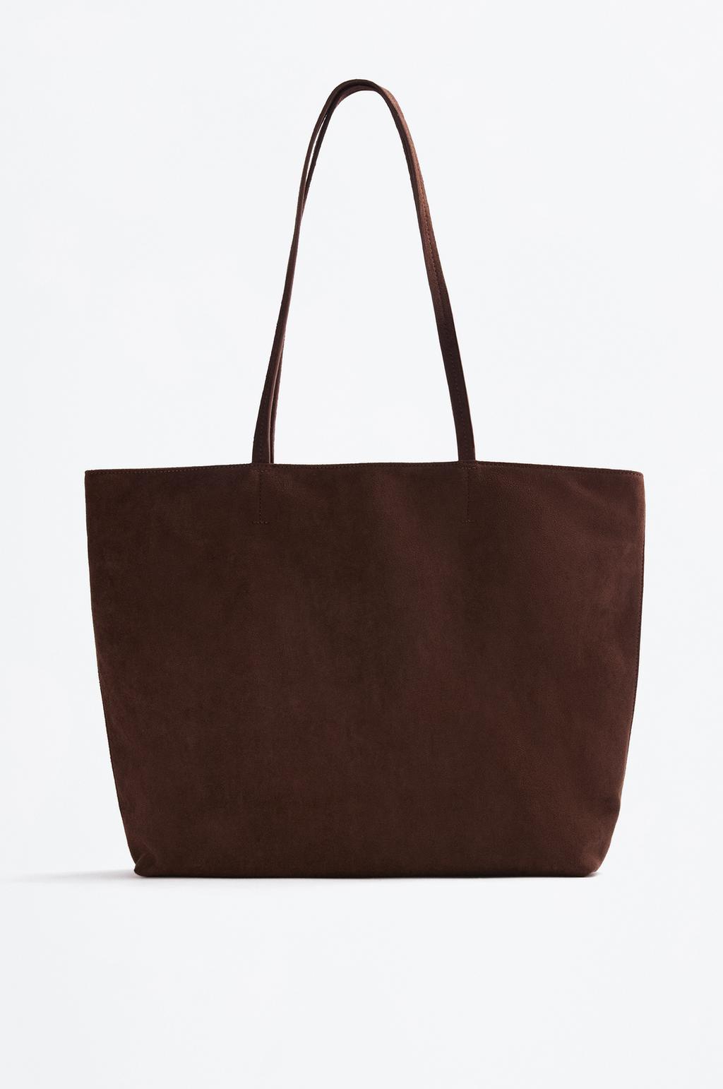 Faux suede bucket shopper bag