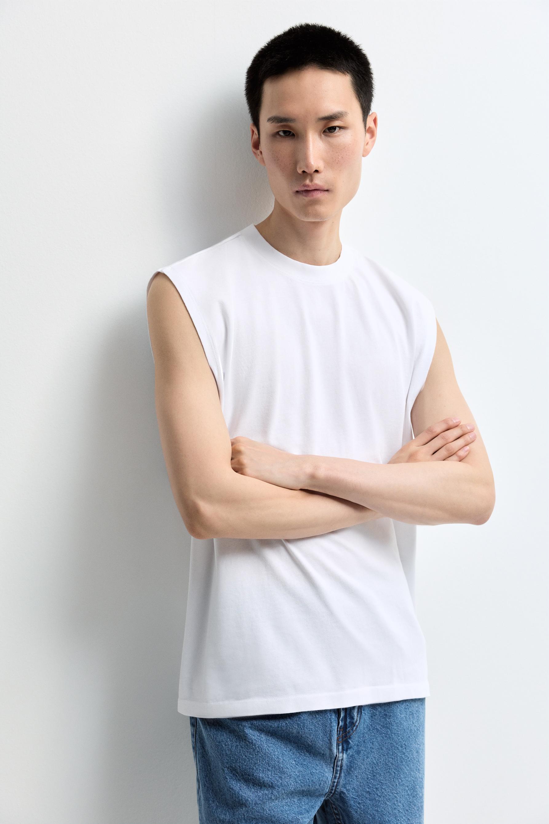 Faded-effect sleeveless T-shirt — OFF WHITE