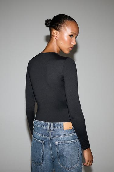 Bodysuit with square neckline — BLACK 4