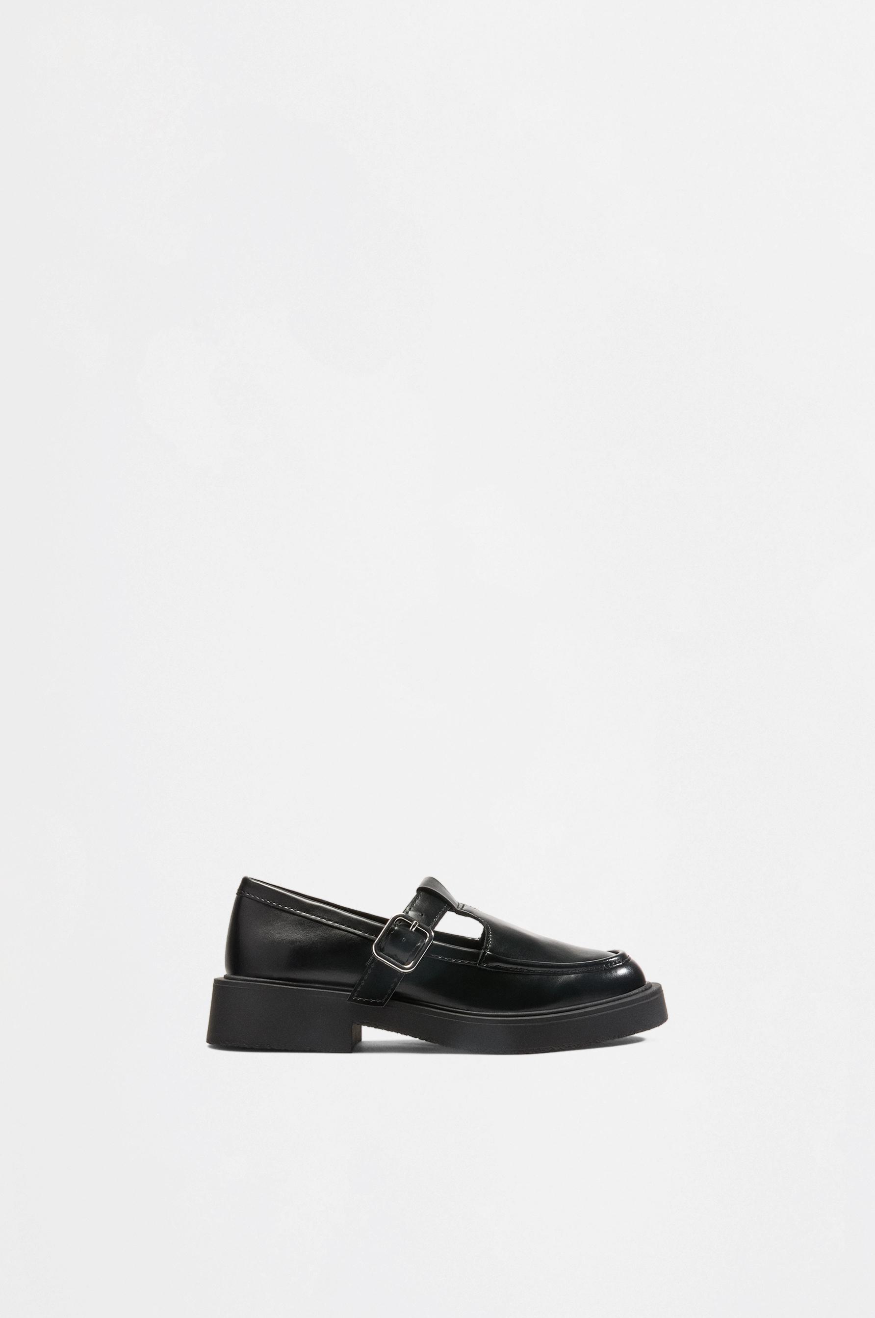 T-strap track shoes — BLACK
