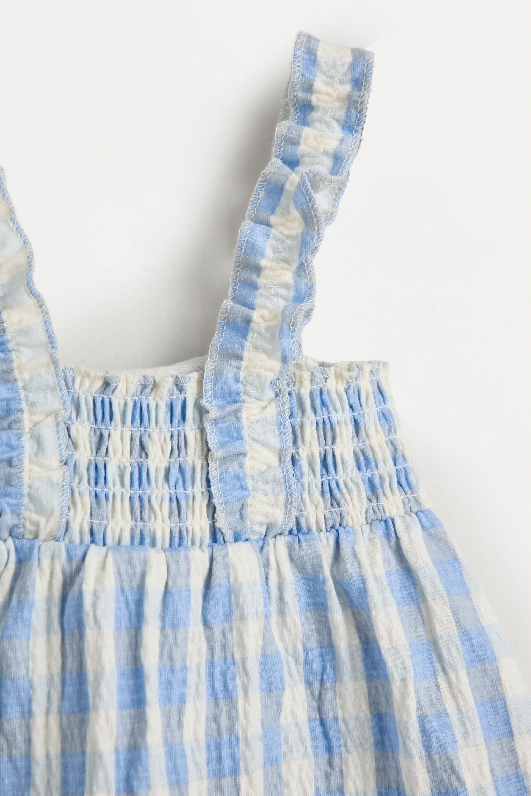Gingham crepe top and shorts co-ord — BLUE