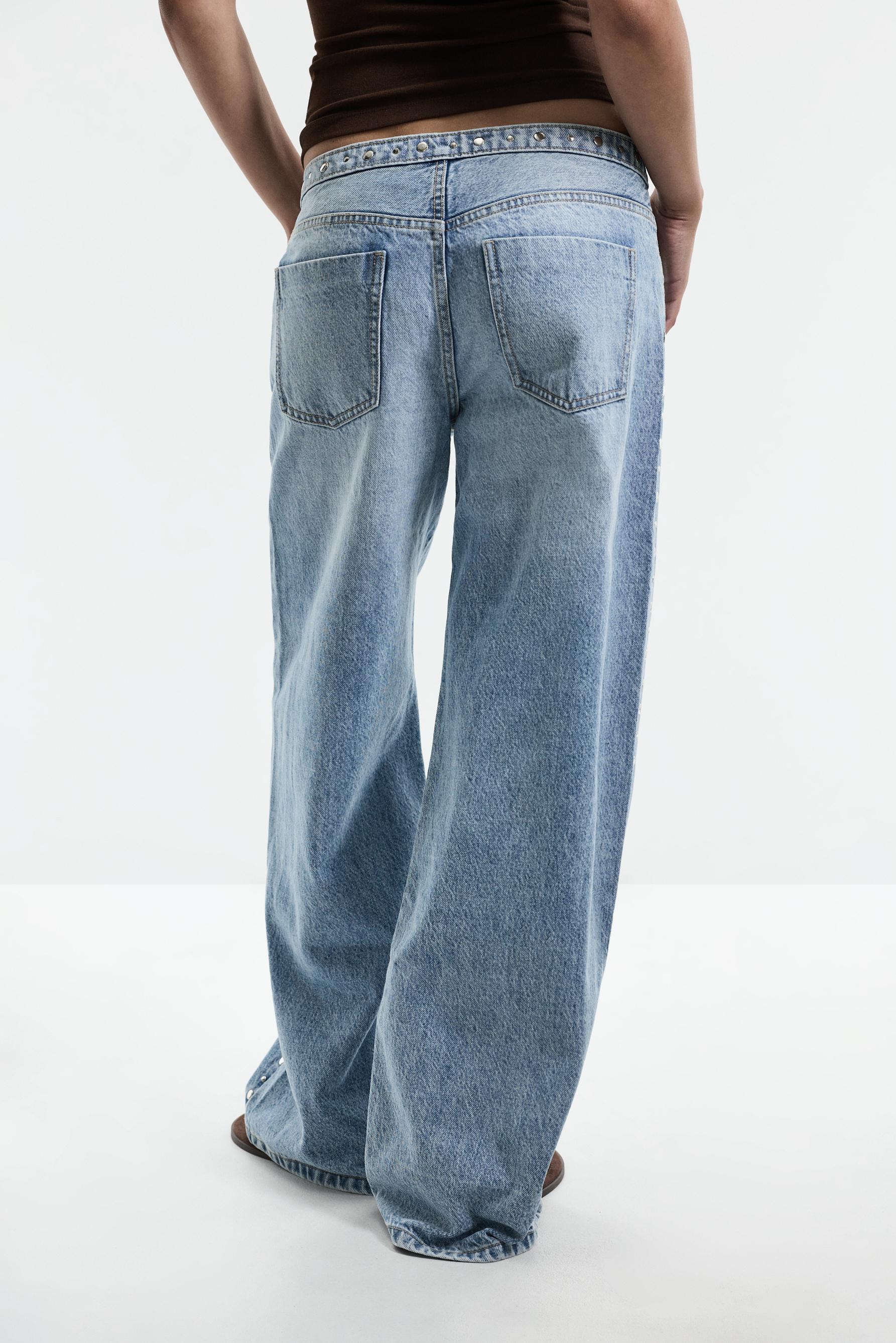 Studded wide-leg jeans — INDIGO