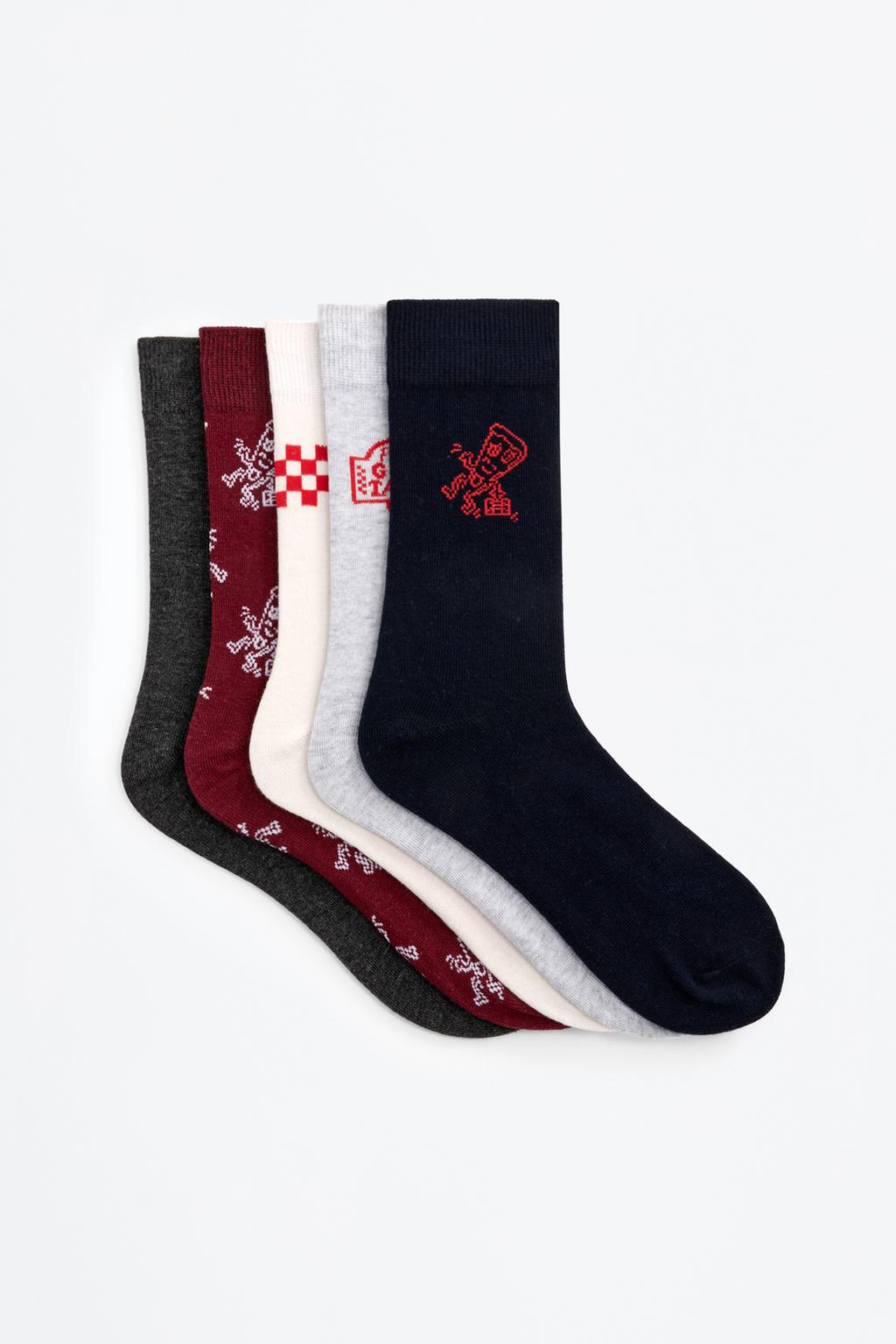 Pack of 5 contrast long socks