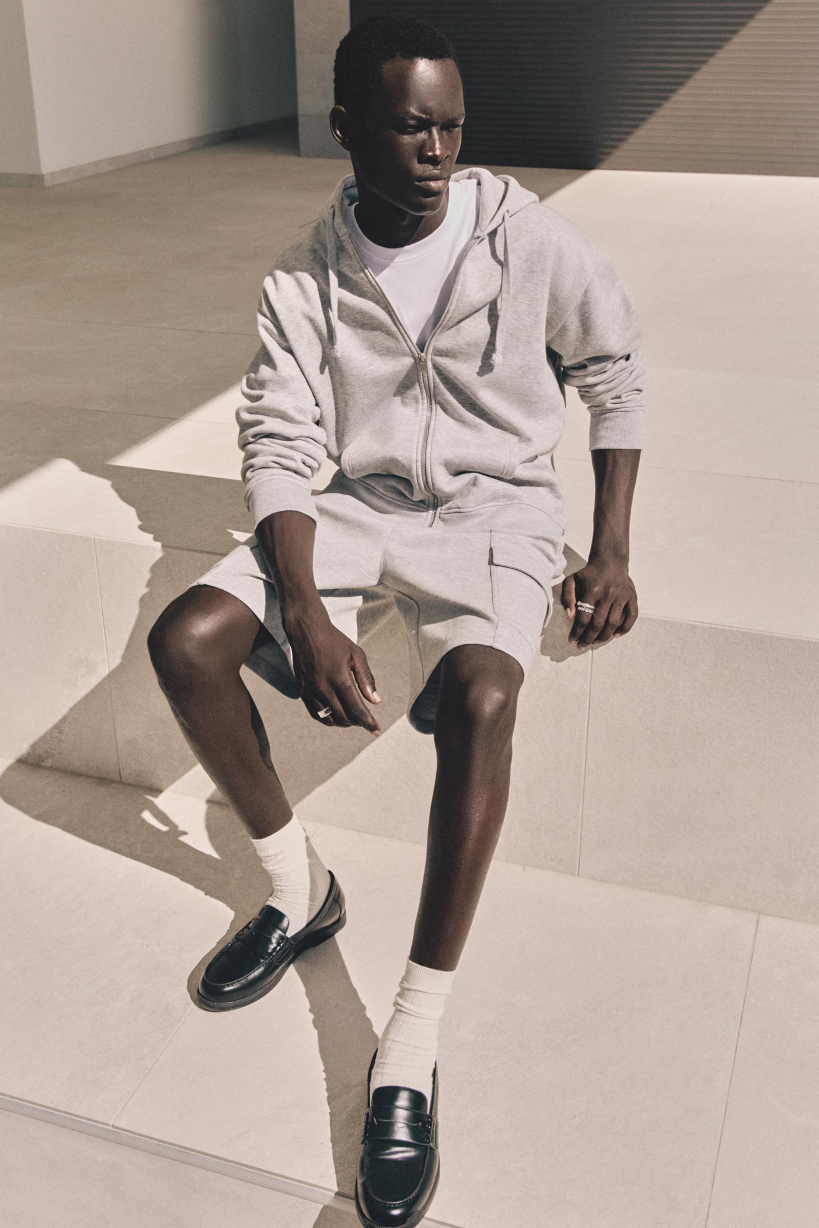 Interlock cargo Bermuda shorts — GREY MARL