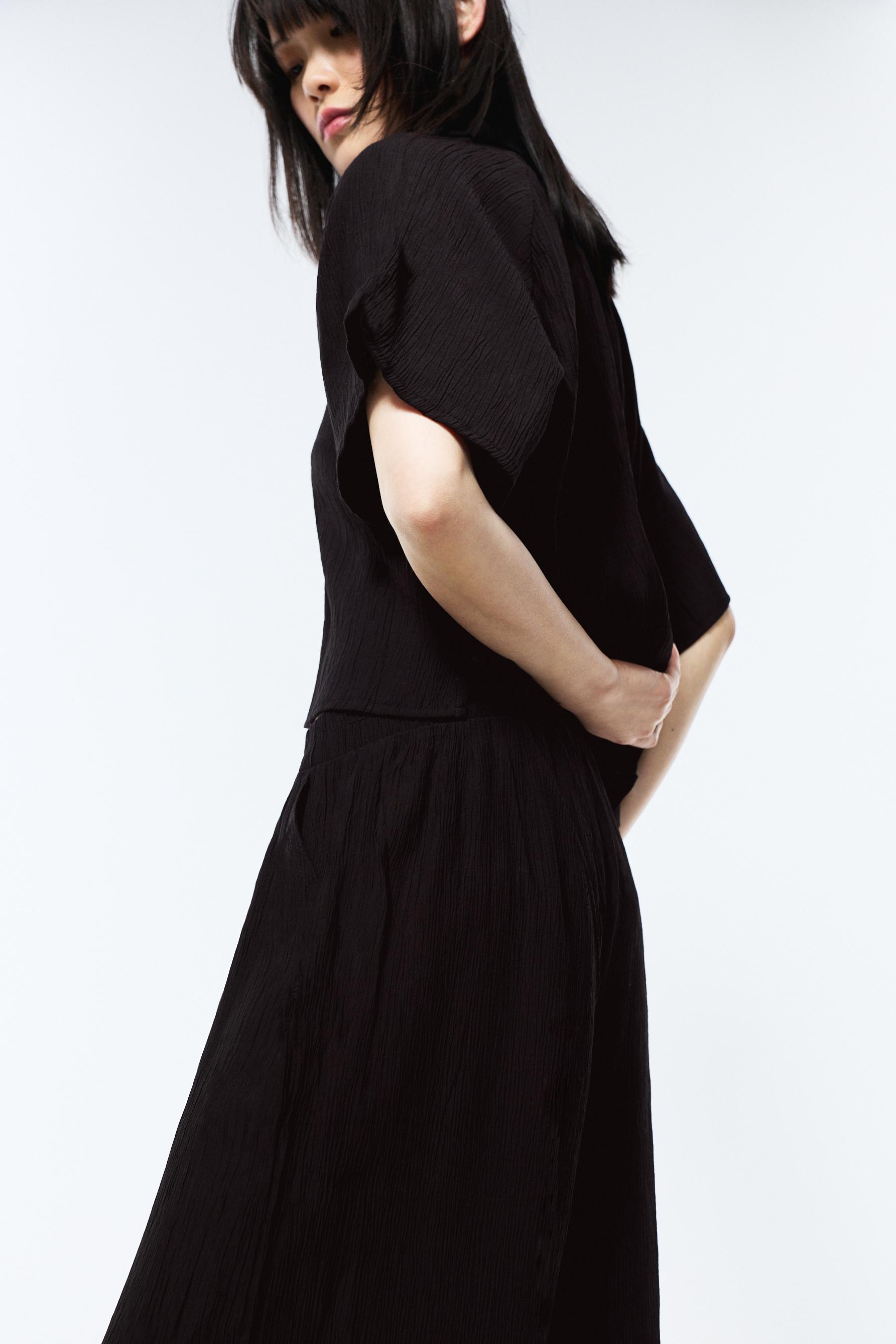 Textured culottes — BLACK