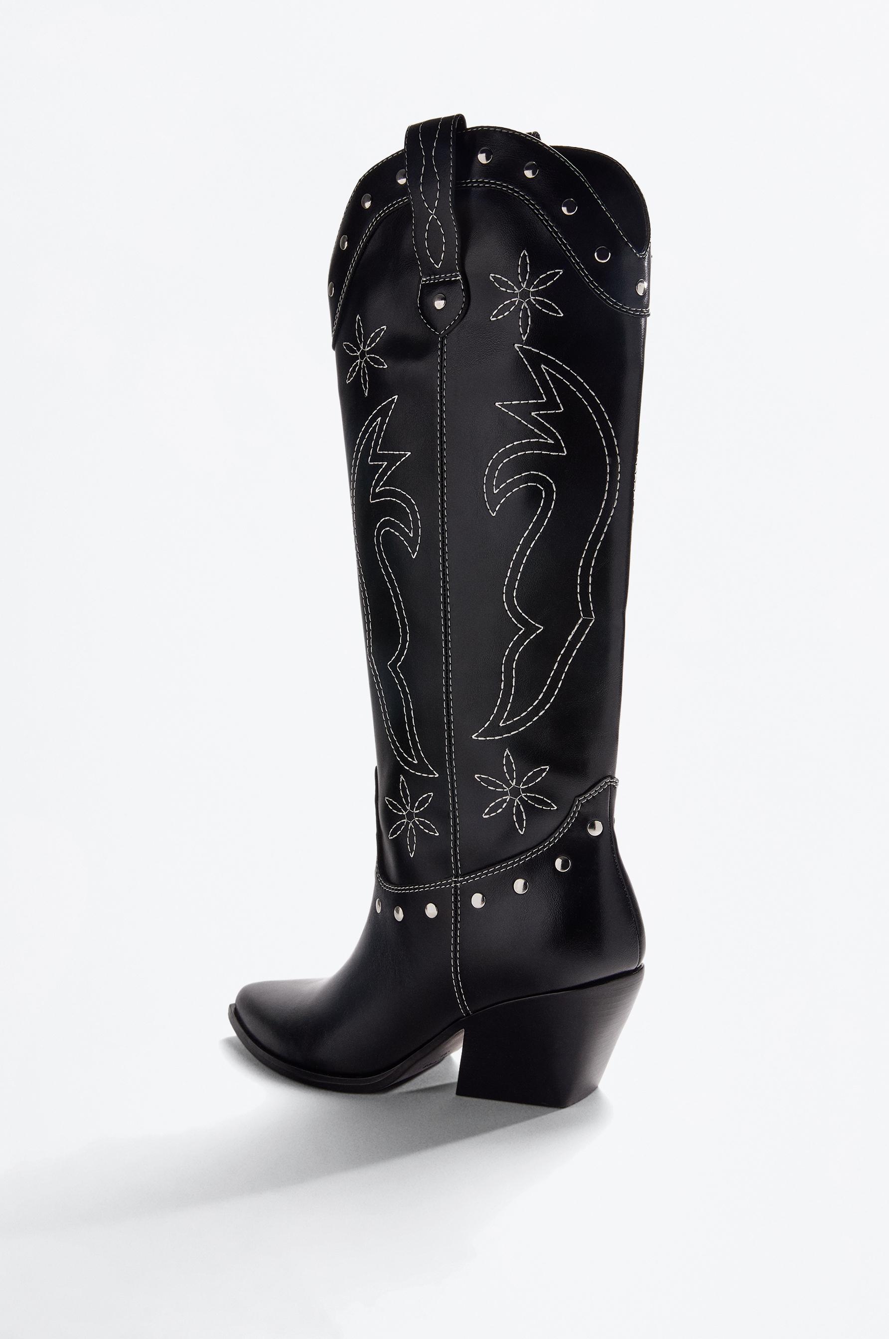 Cowboy studded boot — BLACK