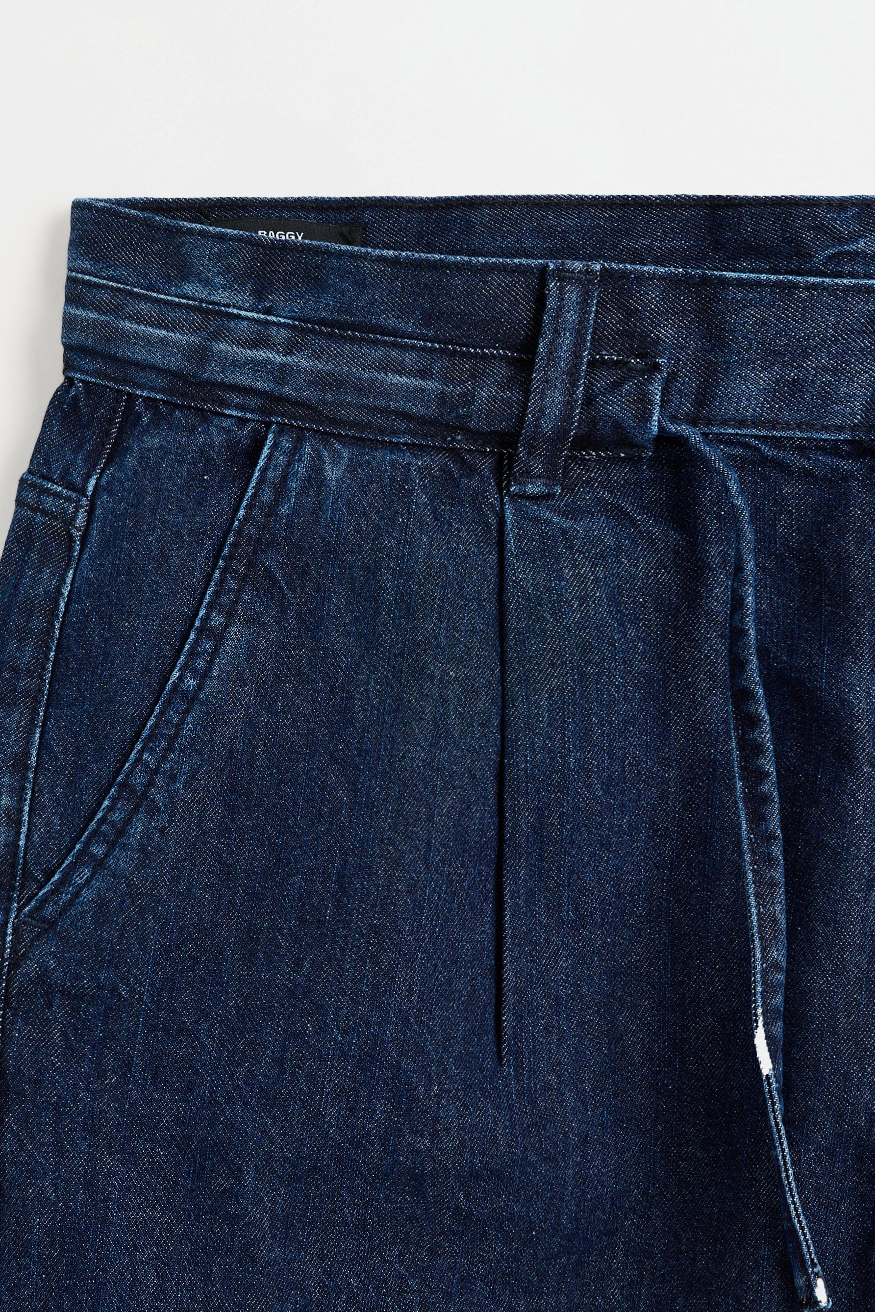 Pleated Denim Bermuda Shorts — DARK BLUE