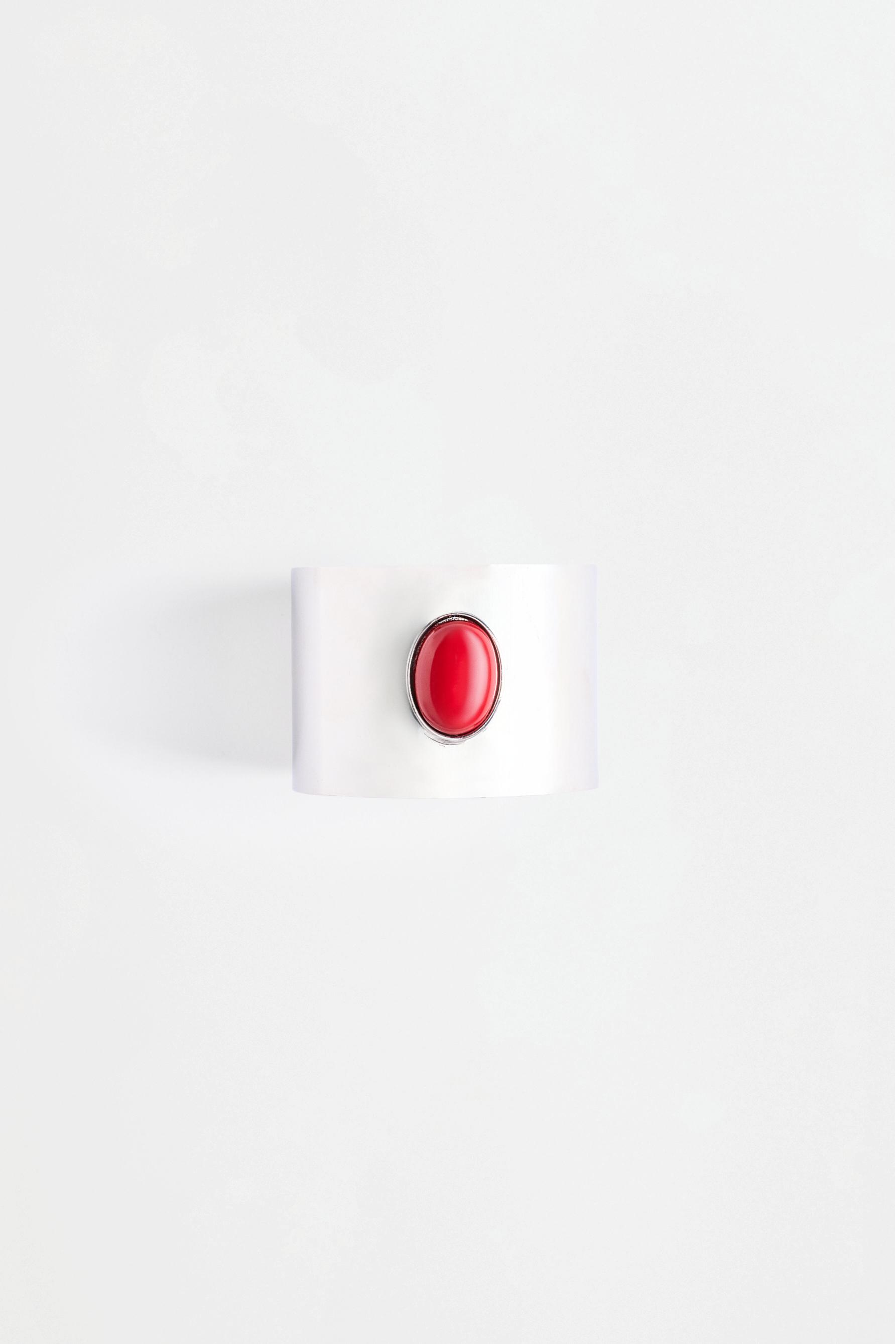 Wide bracelet with stone — SILVER