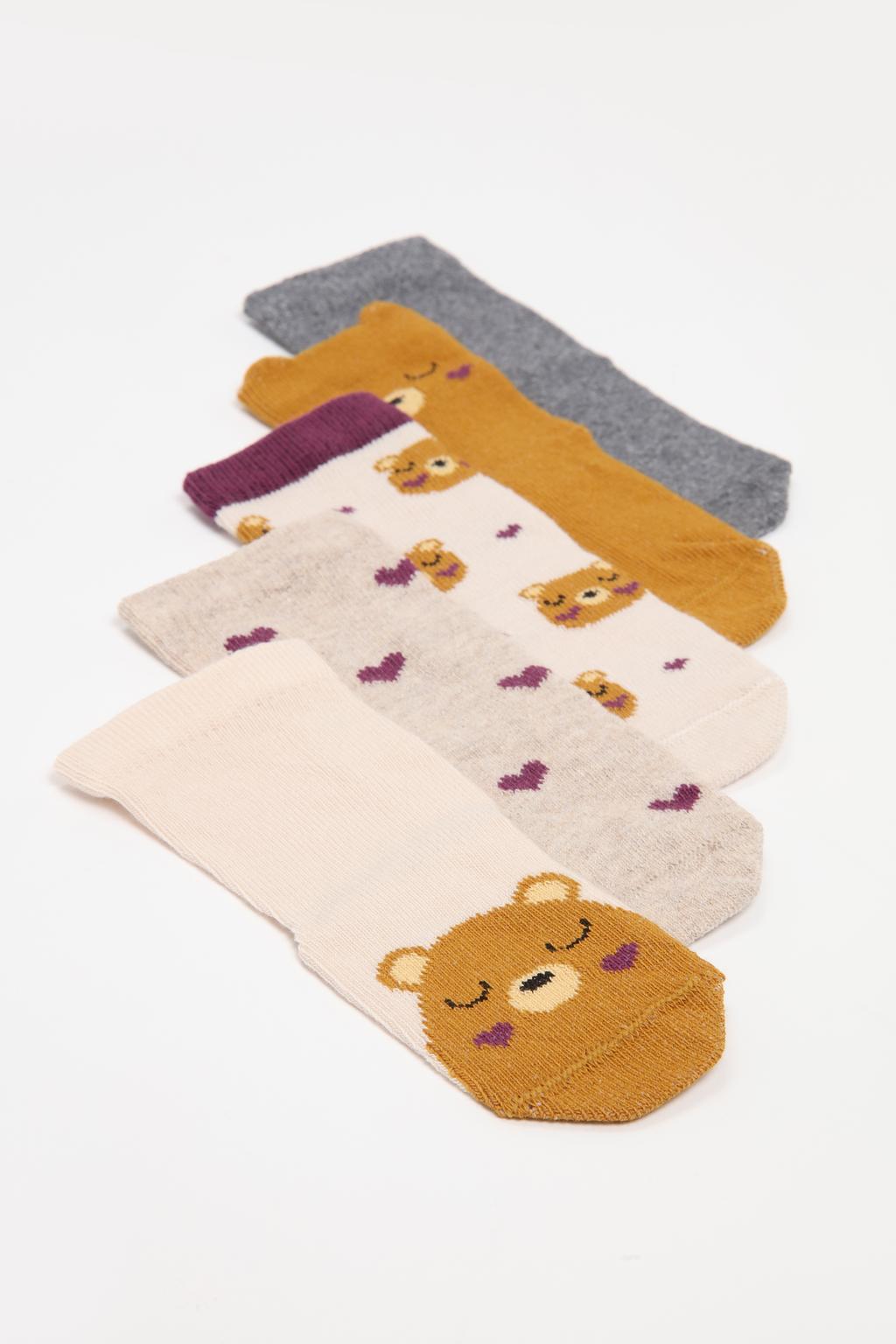 Pack of 5 pairs of short bear socks