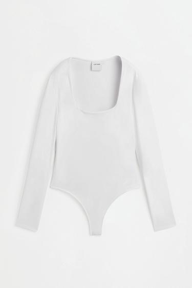 Bodysuit with square neckline — WHITE 6
