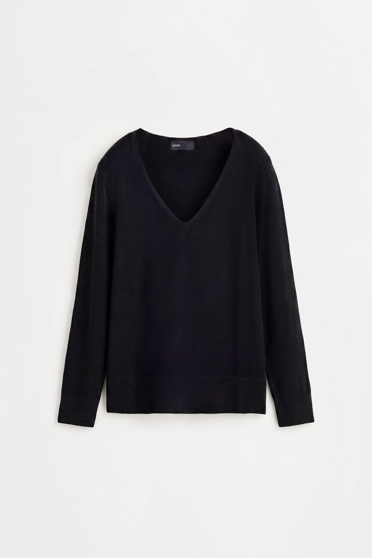 Basic V-neck sweater — BLACK