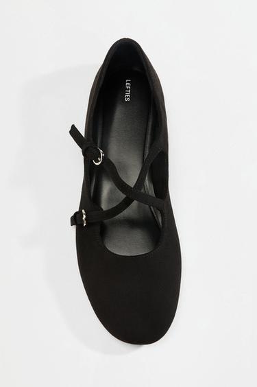 Cross-strap ballet flat — BLACK 3
